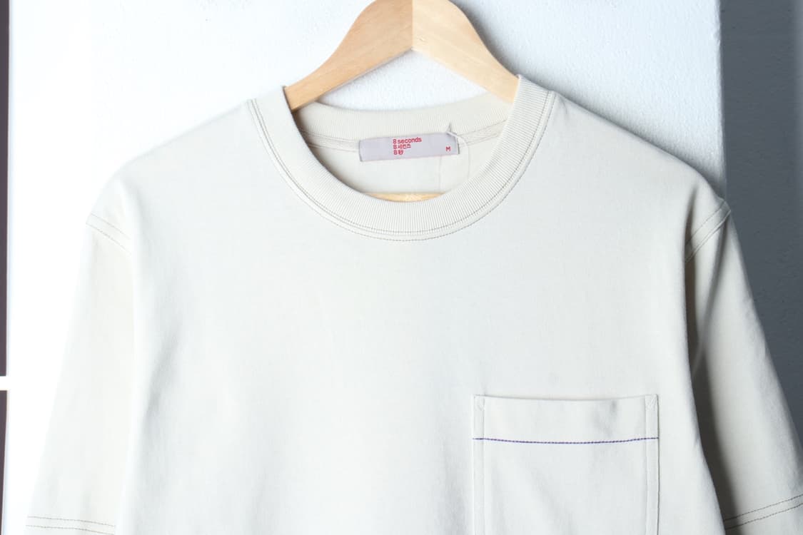 (M-L) 에잇세컨즈 반팔 티셔츠 새상품 포켓 베이지-H33178 상품이미지3
