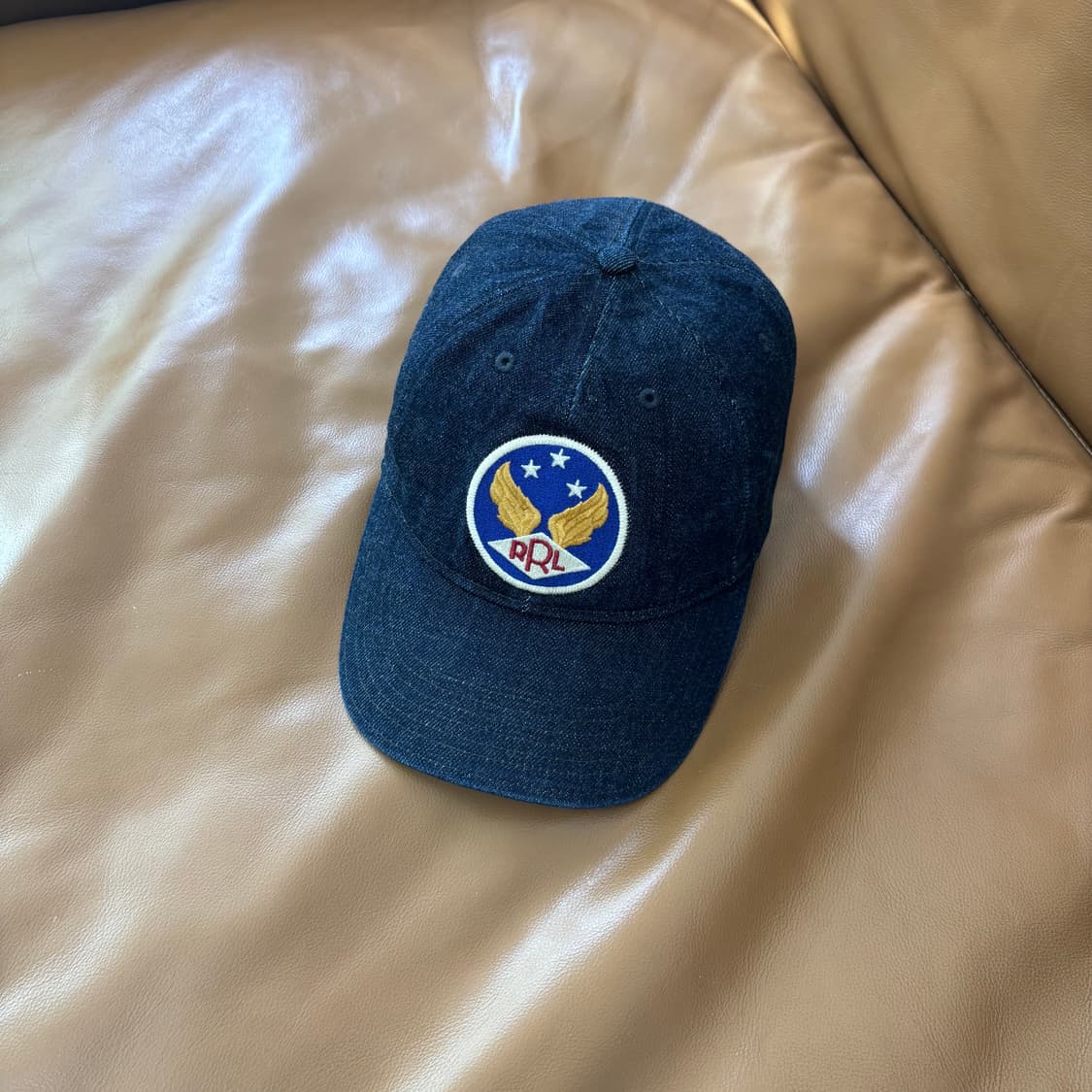 RRL 더블알엘 랄프로렌 폴로 윙로고 6패널 볼캡 모자 워시드 데님 상품이미지1
