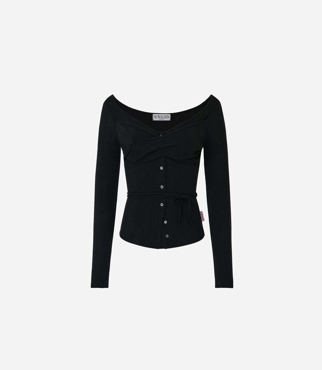 뉴얼린 Rosie twist button Top / BLACK 상품이미지1