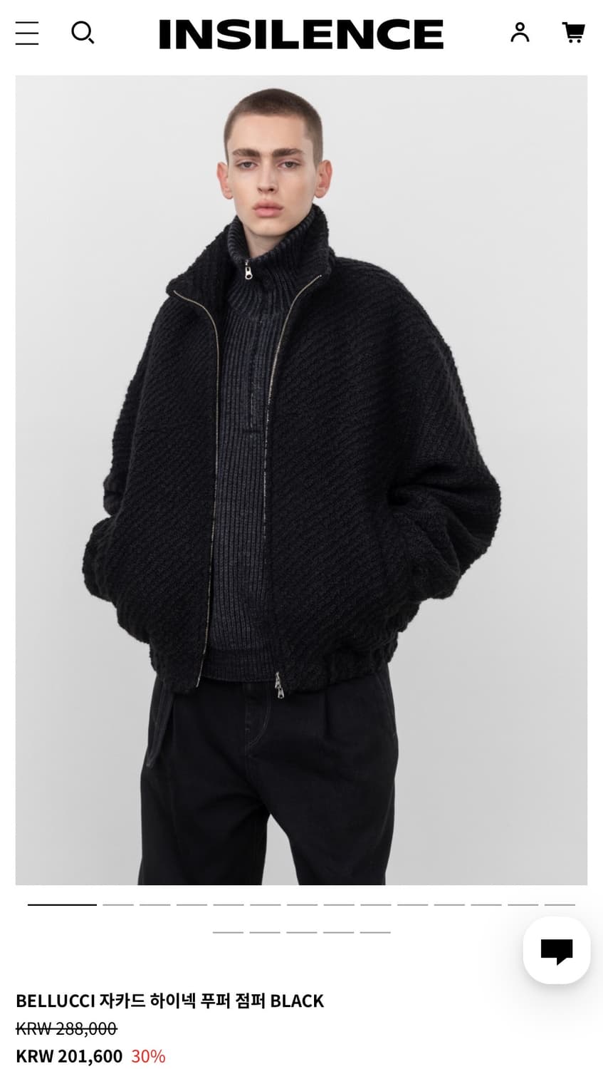 인사일런스 BELLUCCI 자카드 푸퍼 점퍼 블랙 M사이즈 상품이미지2