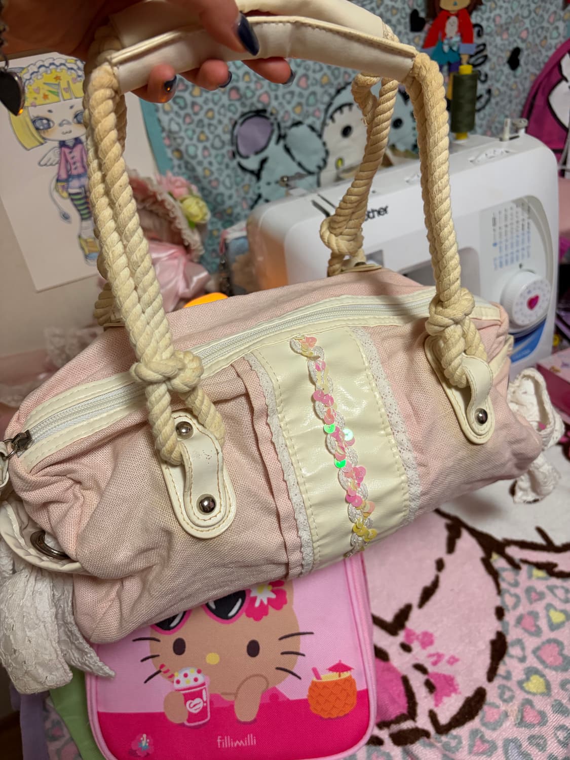 페일핑크 레이스 백 상품이미지5