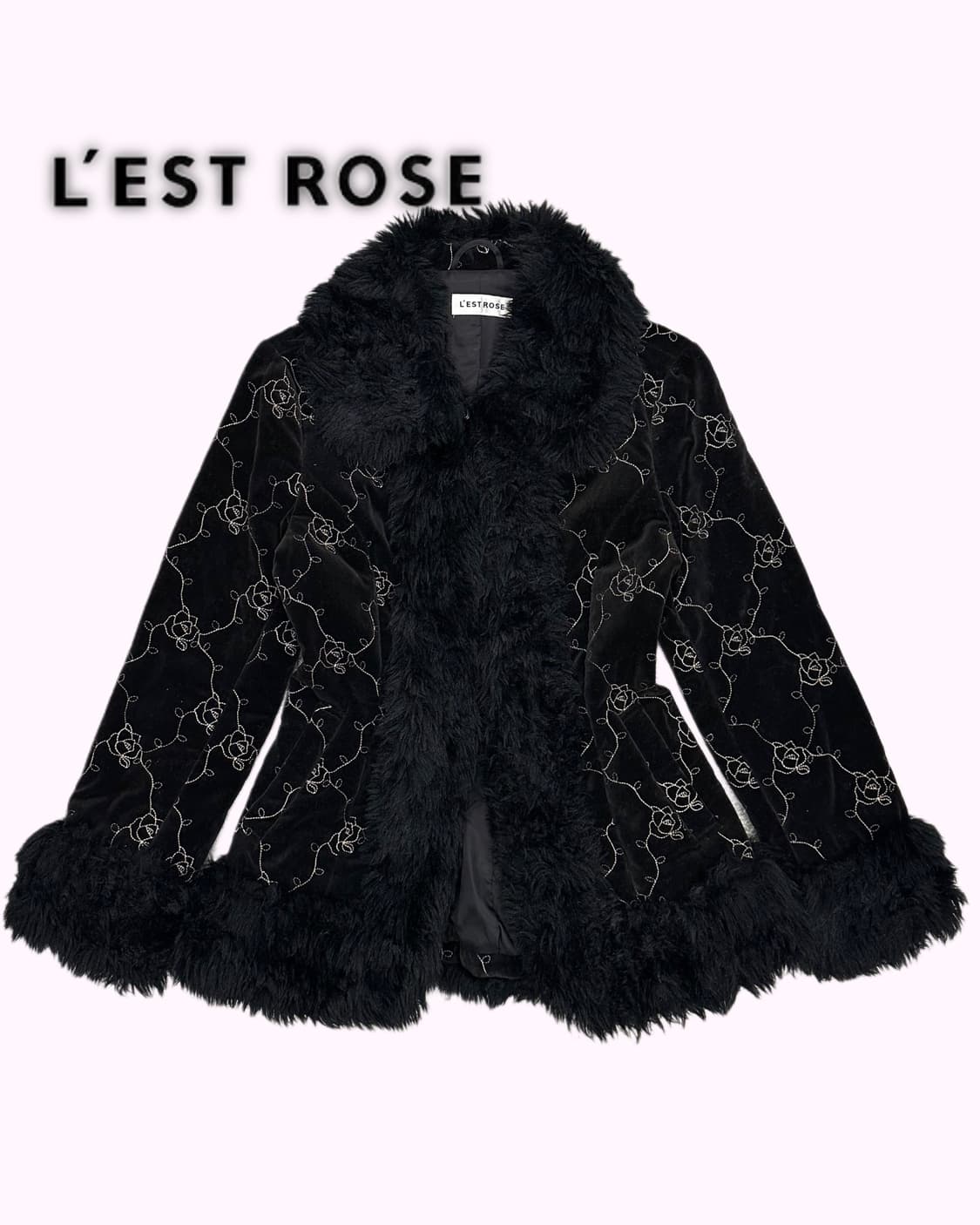 embroidery rose velvet fur jacket 상품이미지1