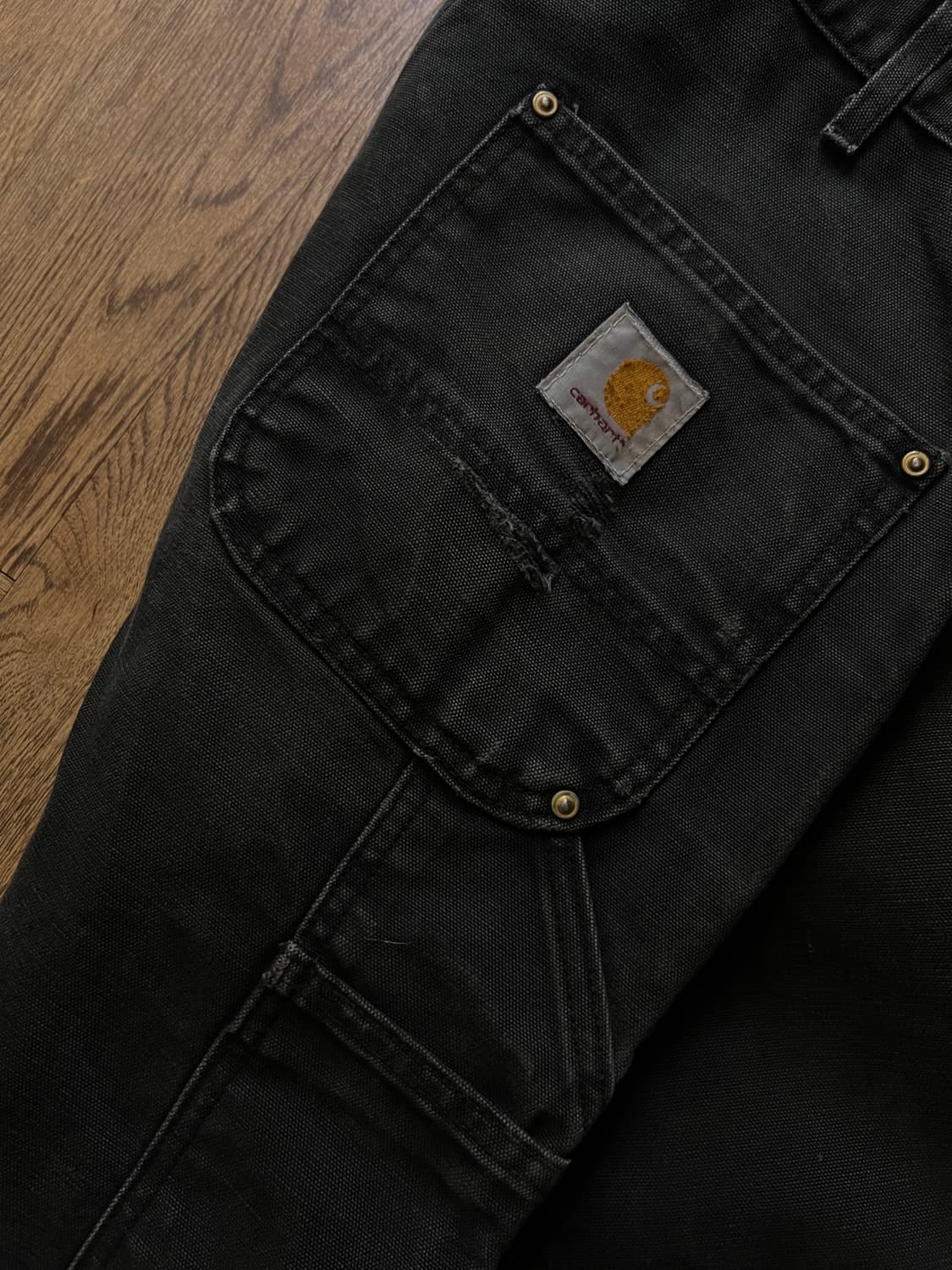 [36]칼하트 Made in USA 빈티지 페이딩 블랙 더블니 워크 팬츠 상품이미지8