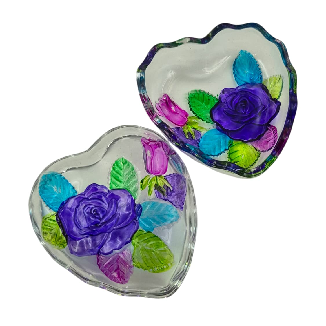 90s 쇼에이 컬러 장미 하트 글라스 트링켓 상품이미지5