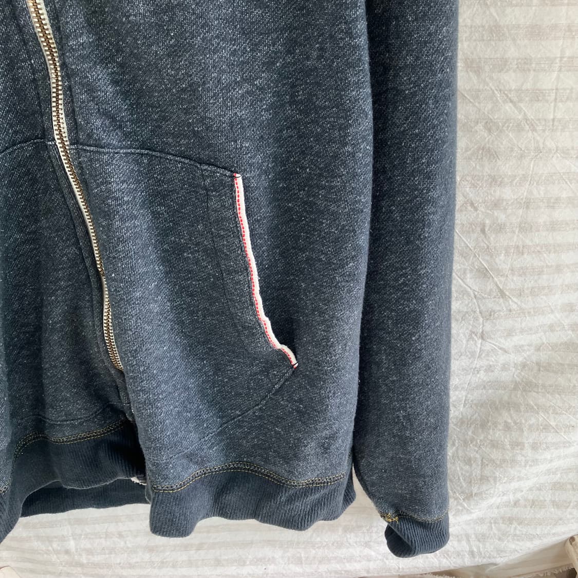 빈티지 노이즈 그레이 스티치 후드 집업 976 y2k 스트릿 갸루 펑키  상품이미지4