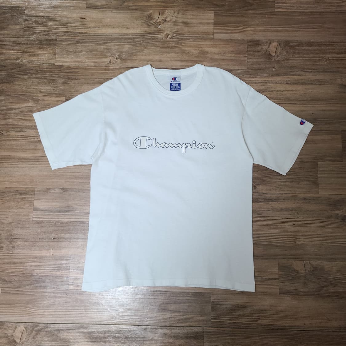 (100) 90s USA 챔피온 빈티지 스펠아웃 반팔 티셔츠 싱글스티치 상품이미지1