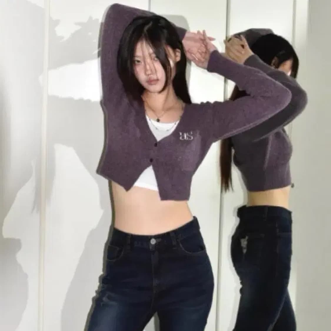 애즈온 베리크롭가디건 퍼플 상품이미지1