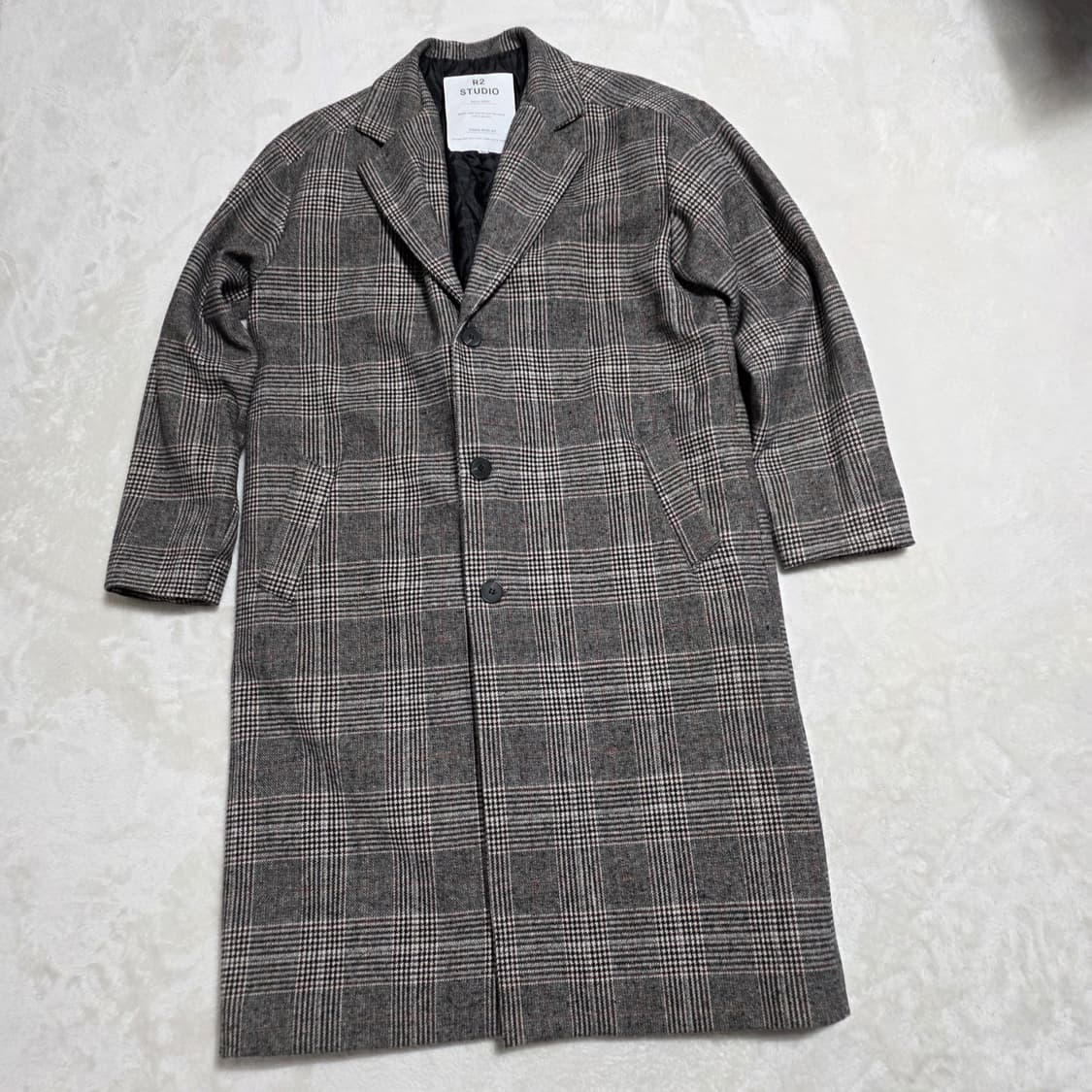 (XL)R2 STUDIO 체크 롱 코트 상품이미지1