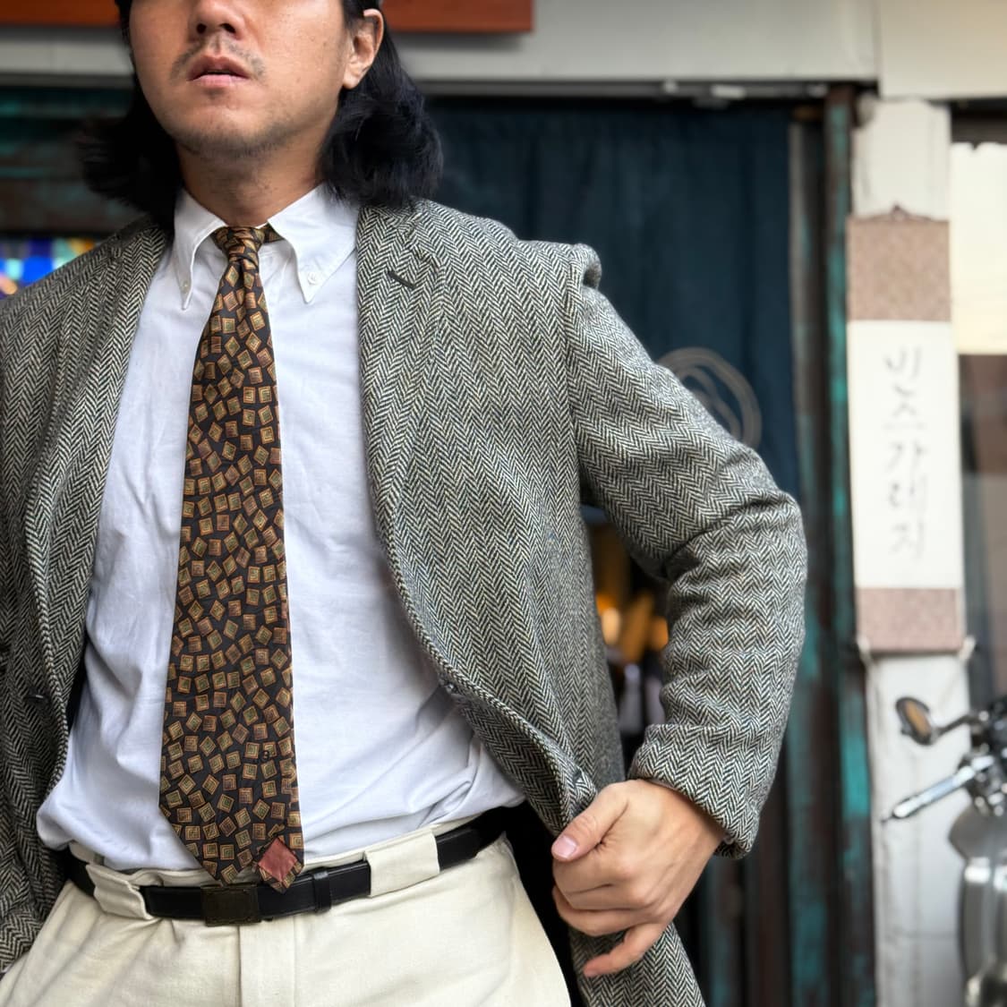 90‘s 빈티지 헤링본 트위드 울 자켓 L 상품이미지7