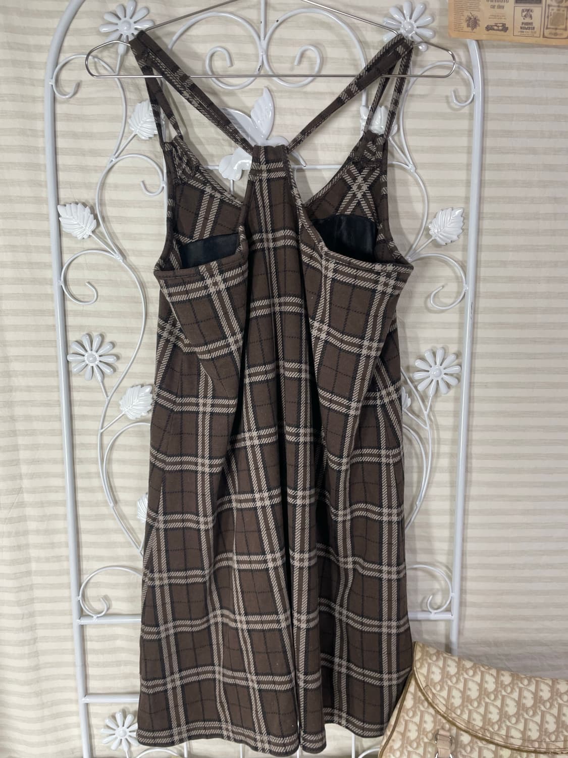 빈티지 초코 브라운 체크 나시 876 y2k 스트릿 모리 갸루 일본빈티지 상품이미지2