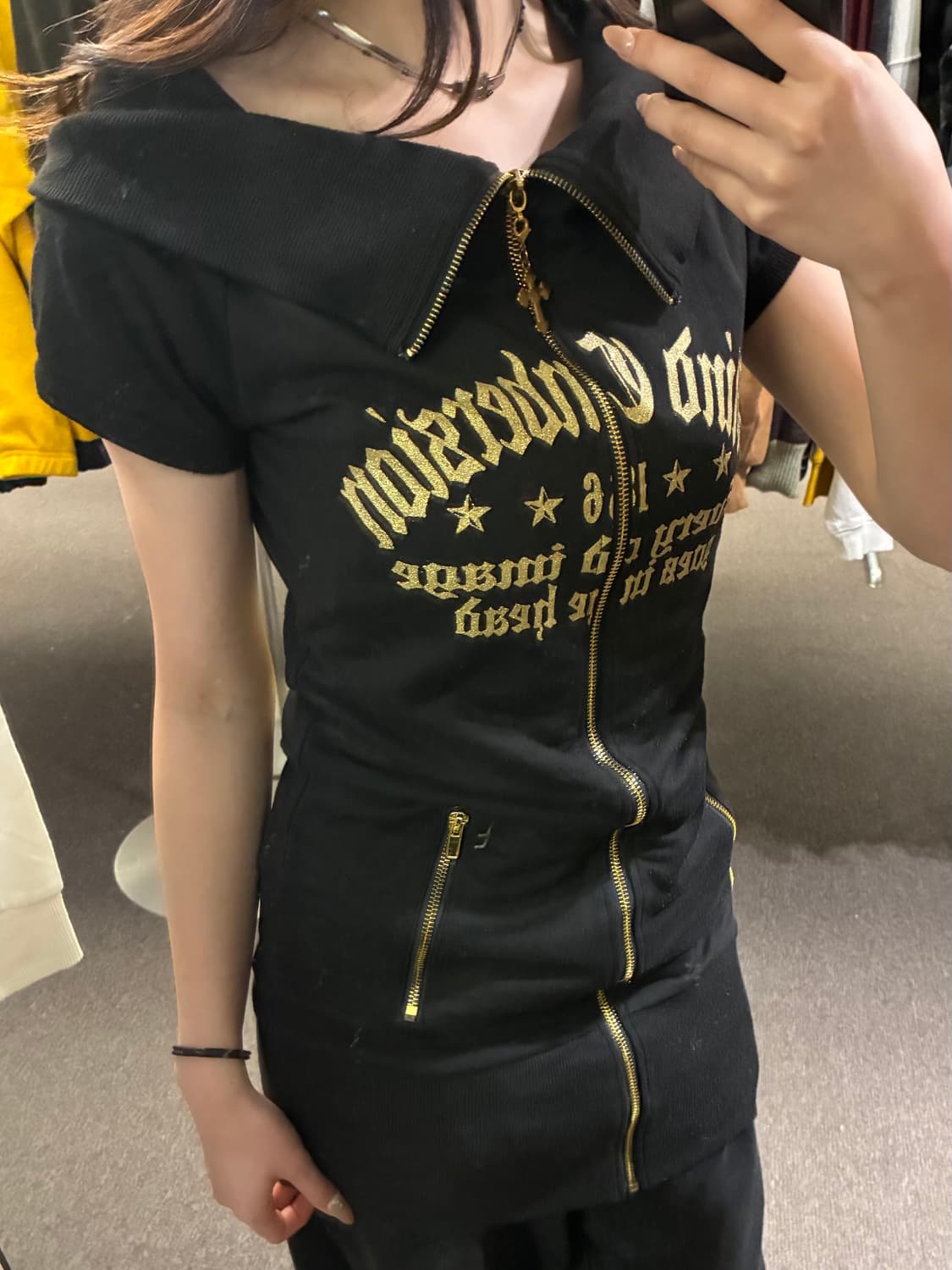 L)Japanese vintage 여성 y2k 하이넥 숏슬리브 상품이미지1