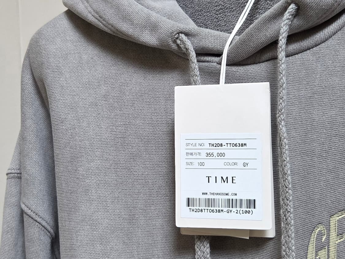 [정품] 타임옴므 23FW 가먼트다잉 오버핏 프린티드 그레이 남성 후드티 상품이미지4