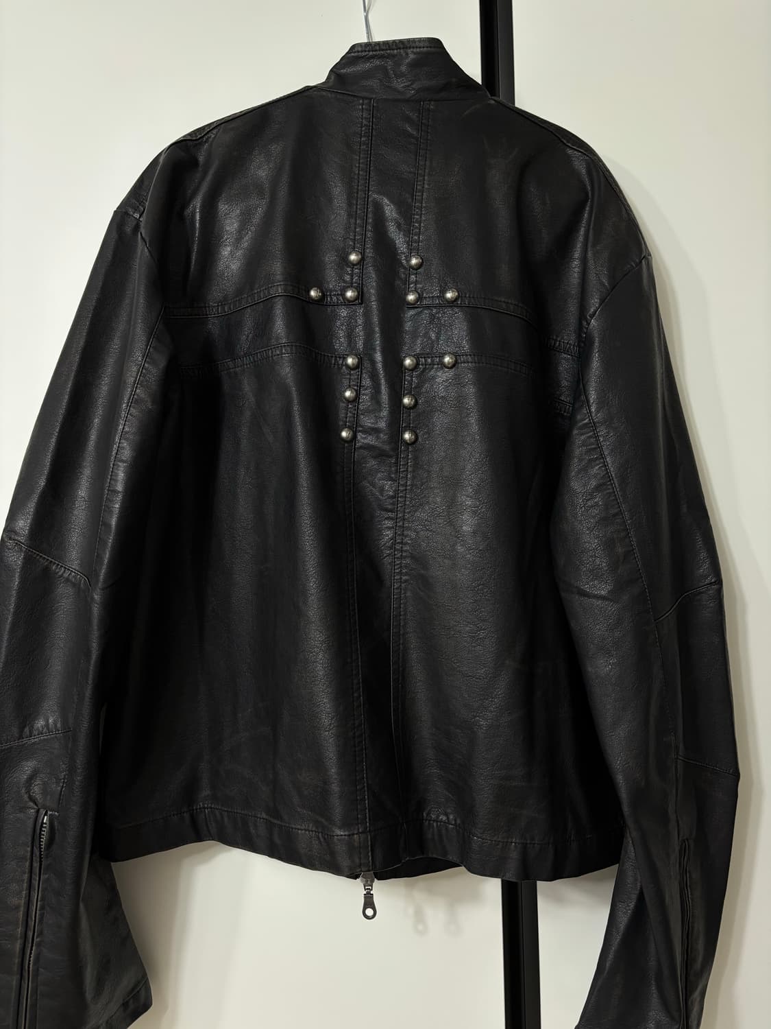 (SGW) Cross Zipper Leather Jacket 상품이미지7