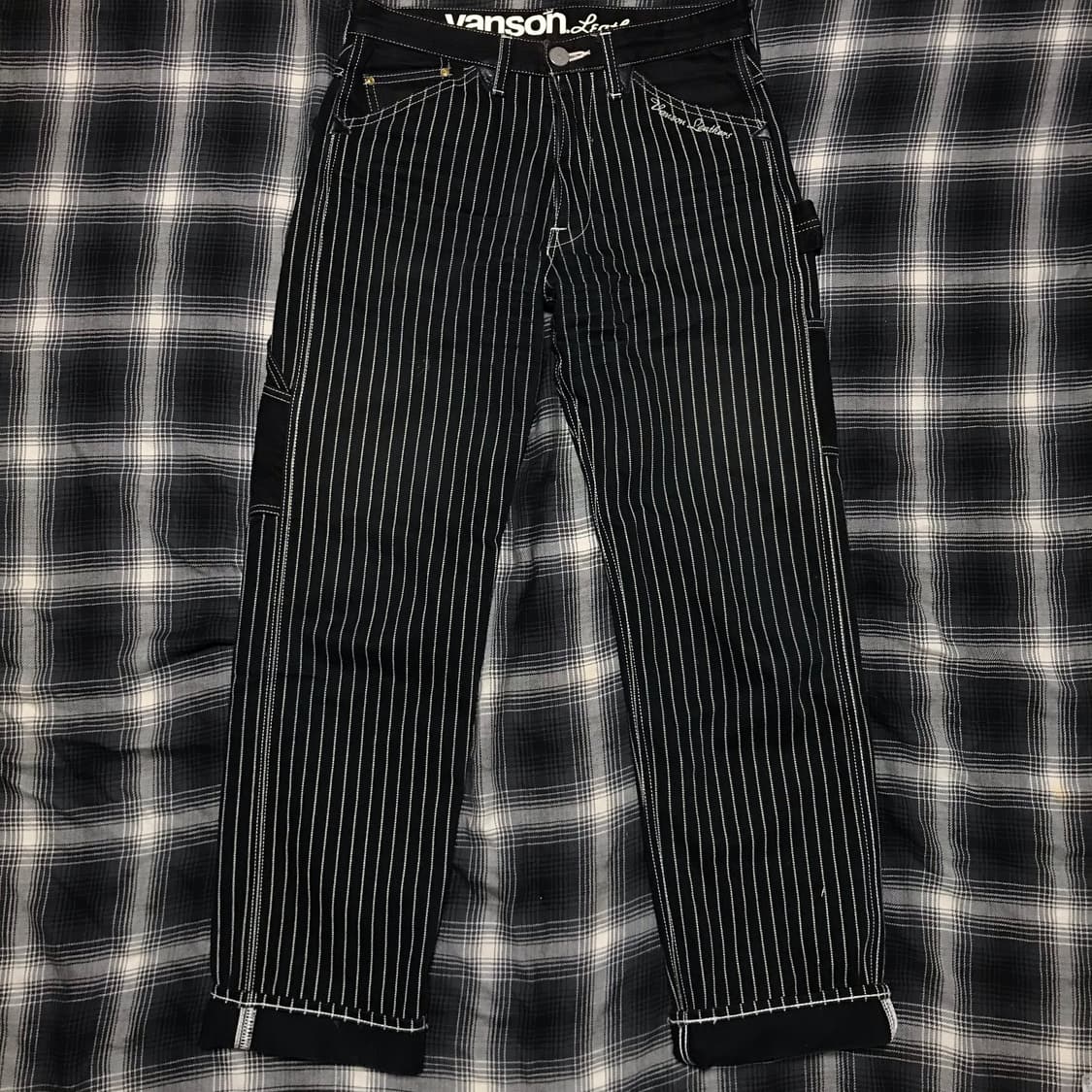 일본판 90s 초레어 vanson leather 와바시 스트라이프 팬츠 상품이미지1