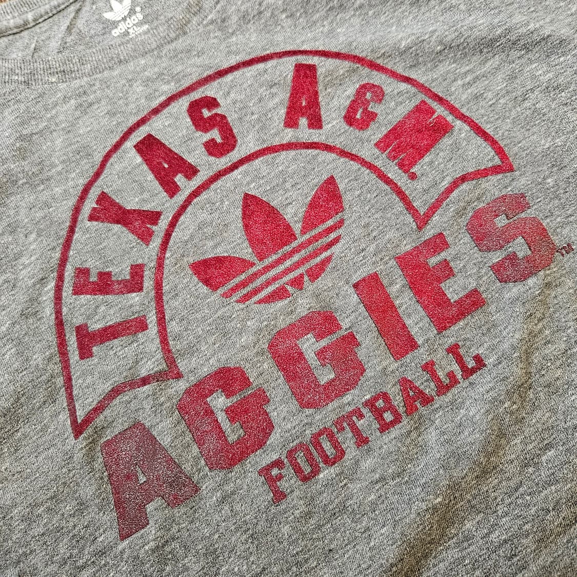 Adidas 2010's TEXAS A&M 벨벳 플로키 빈티지 반팔티셔츠 상품이미지3