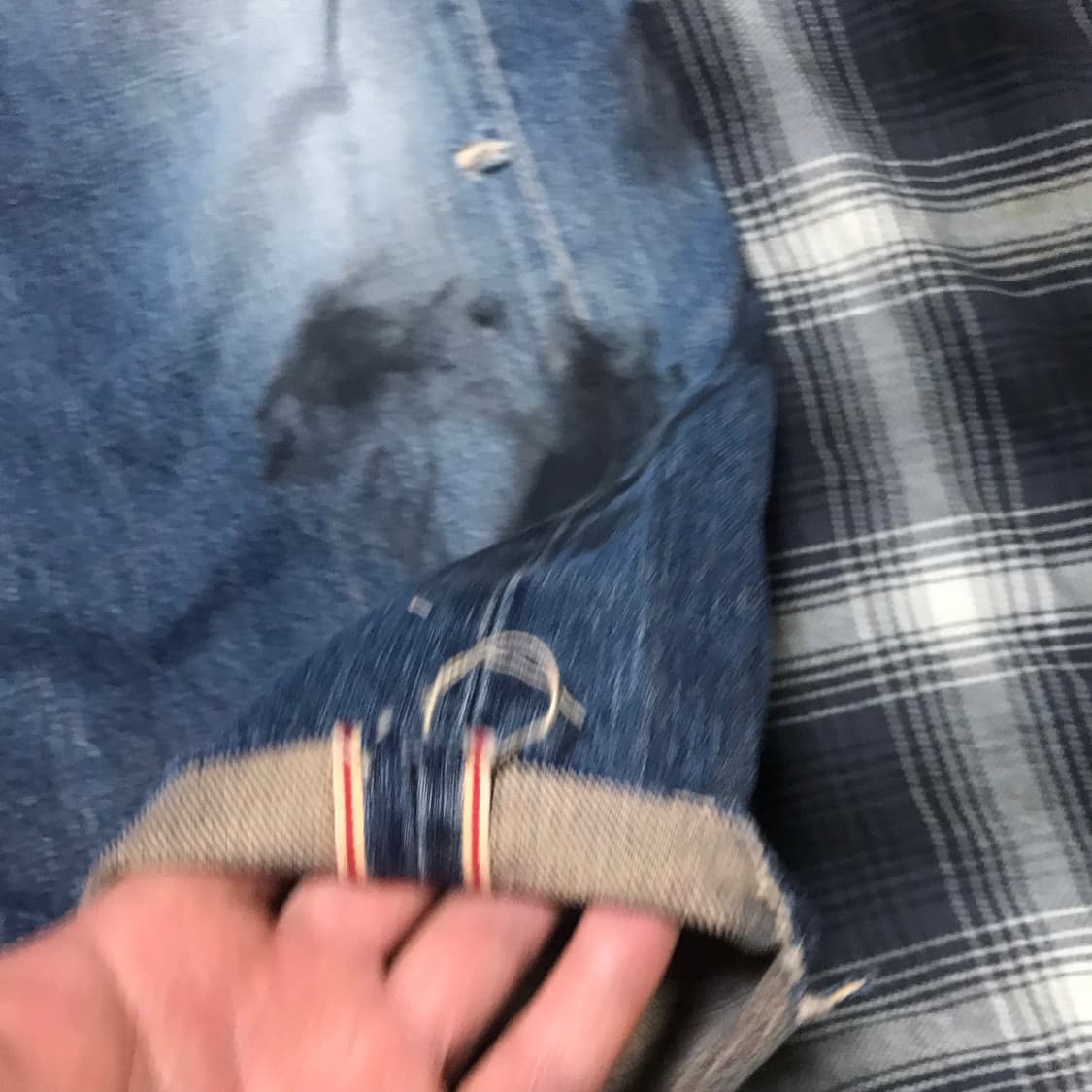 90s  재팬 505x 연중청 와이드 스트레이트 셀비지 데님 상품이미지3