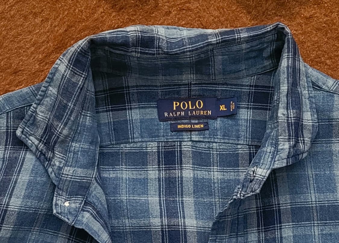 폴로 랄프로렌 남성용 인디고 린넨 체크 남방(XL) 상품이미지5