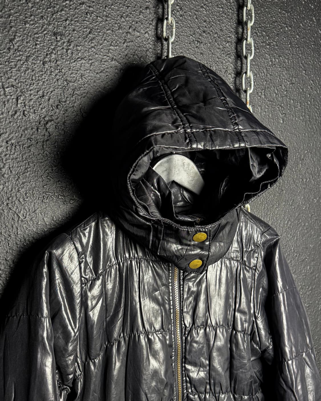 Glossy Black Hooded Jacket 상품이미지2