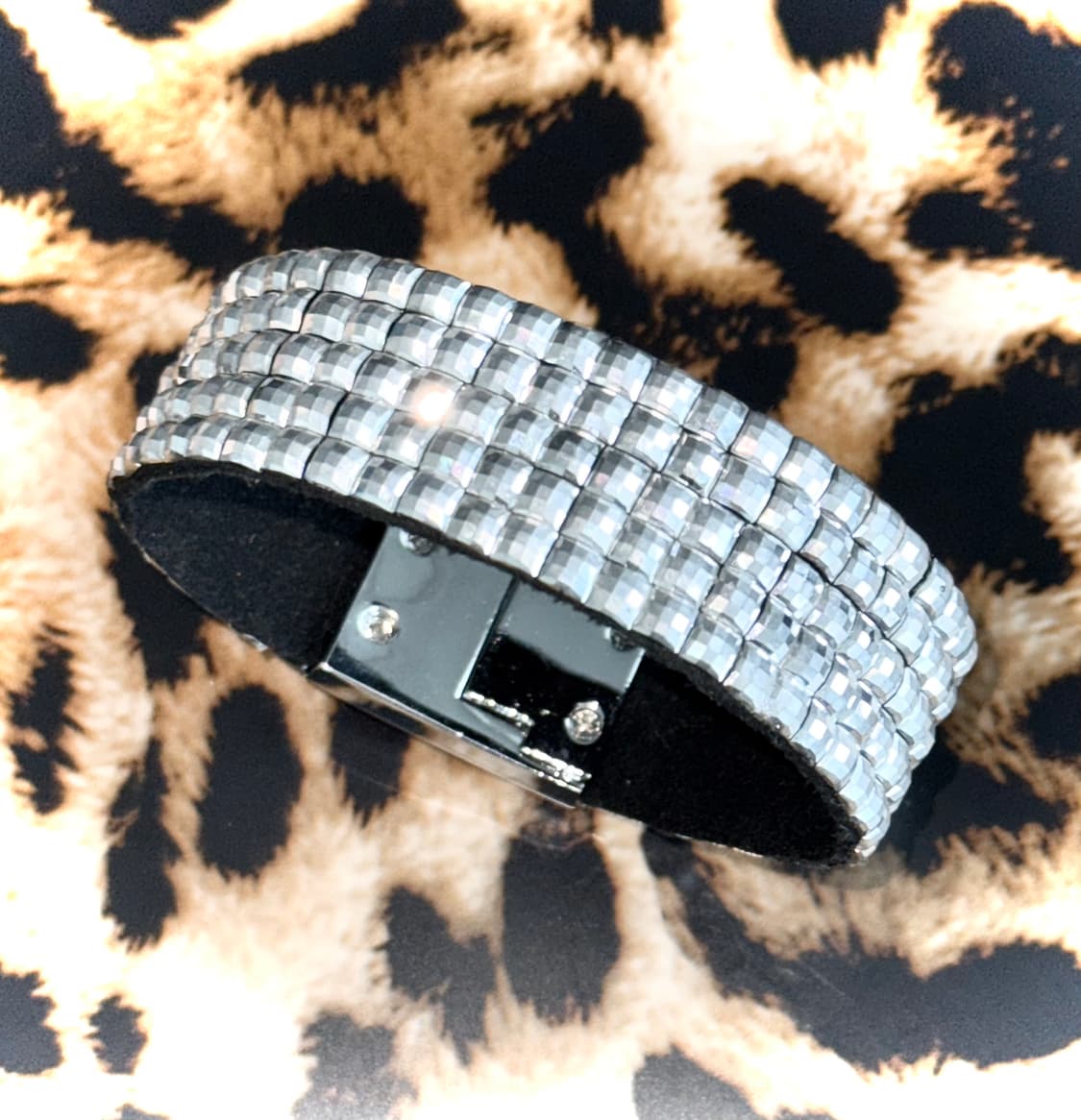 갸루 펑크 emo 화이트 실버 스터드 큐빅 뱅글 팔찌 상품이미지1