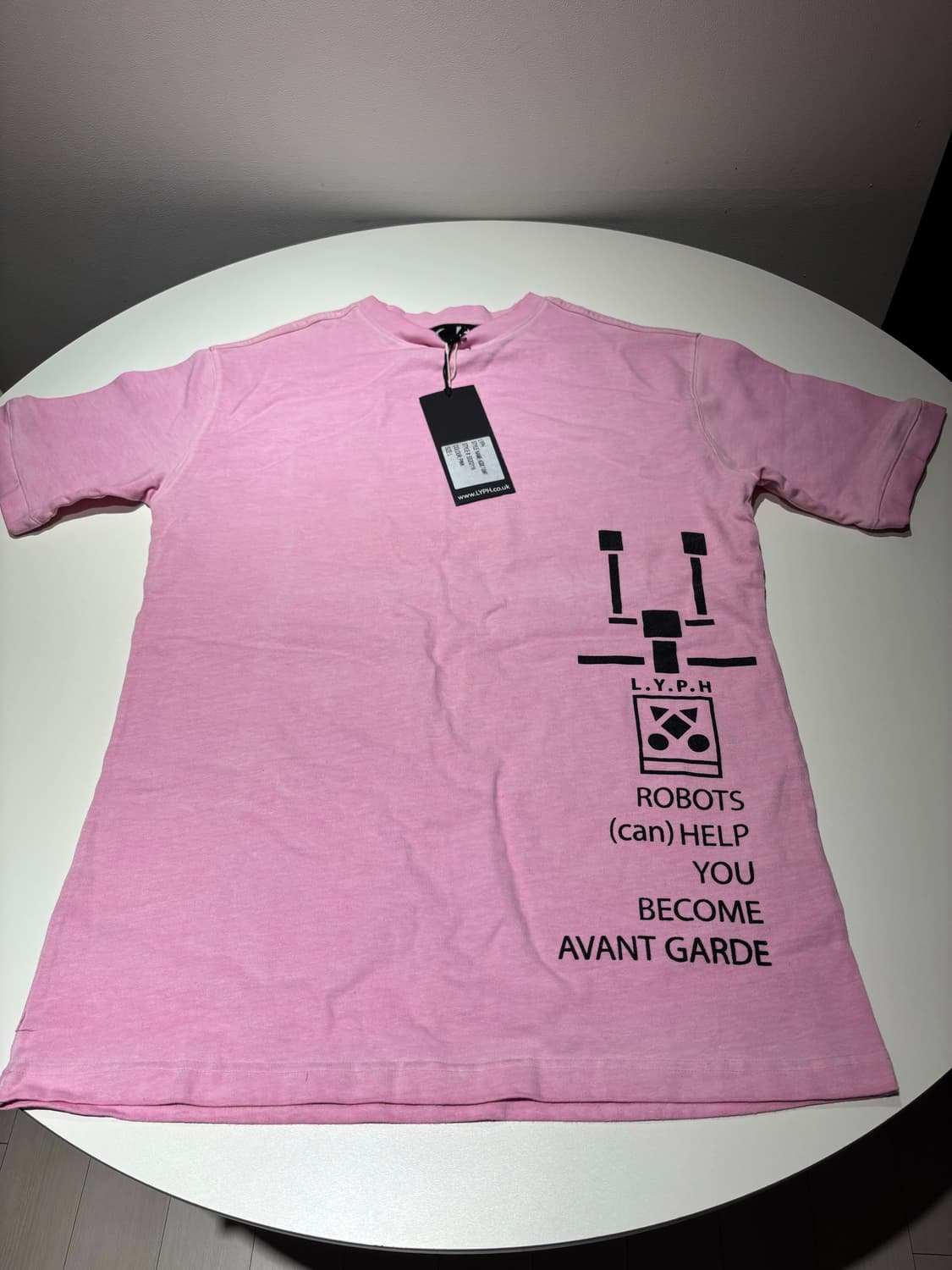 (미착용/떨이) LYPH 핑크 로봇 프린팅 반팔 티셔츠 L 상품이미지1