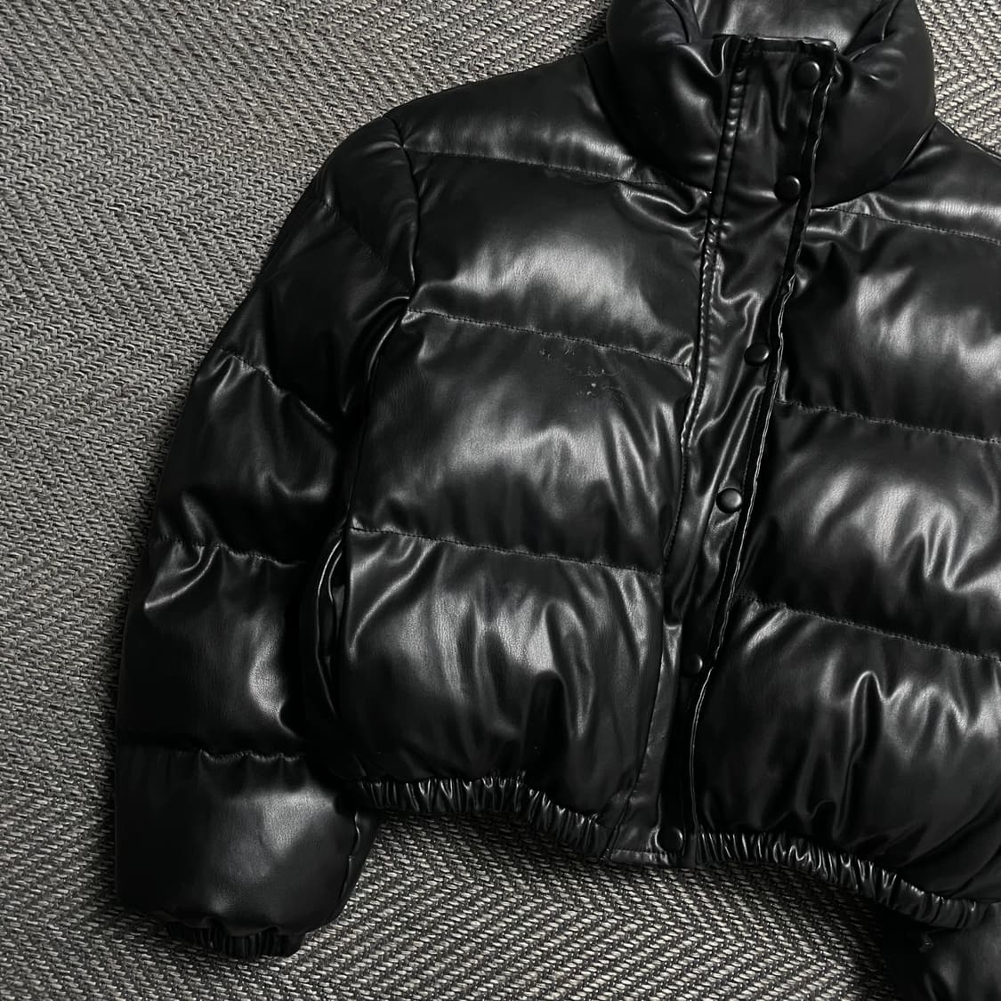 FANDY LOKAR 블랙 레더 크롭 숏패딩o 5245 상품이미지3