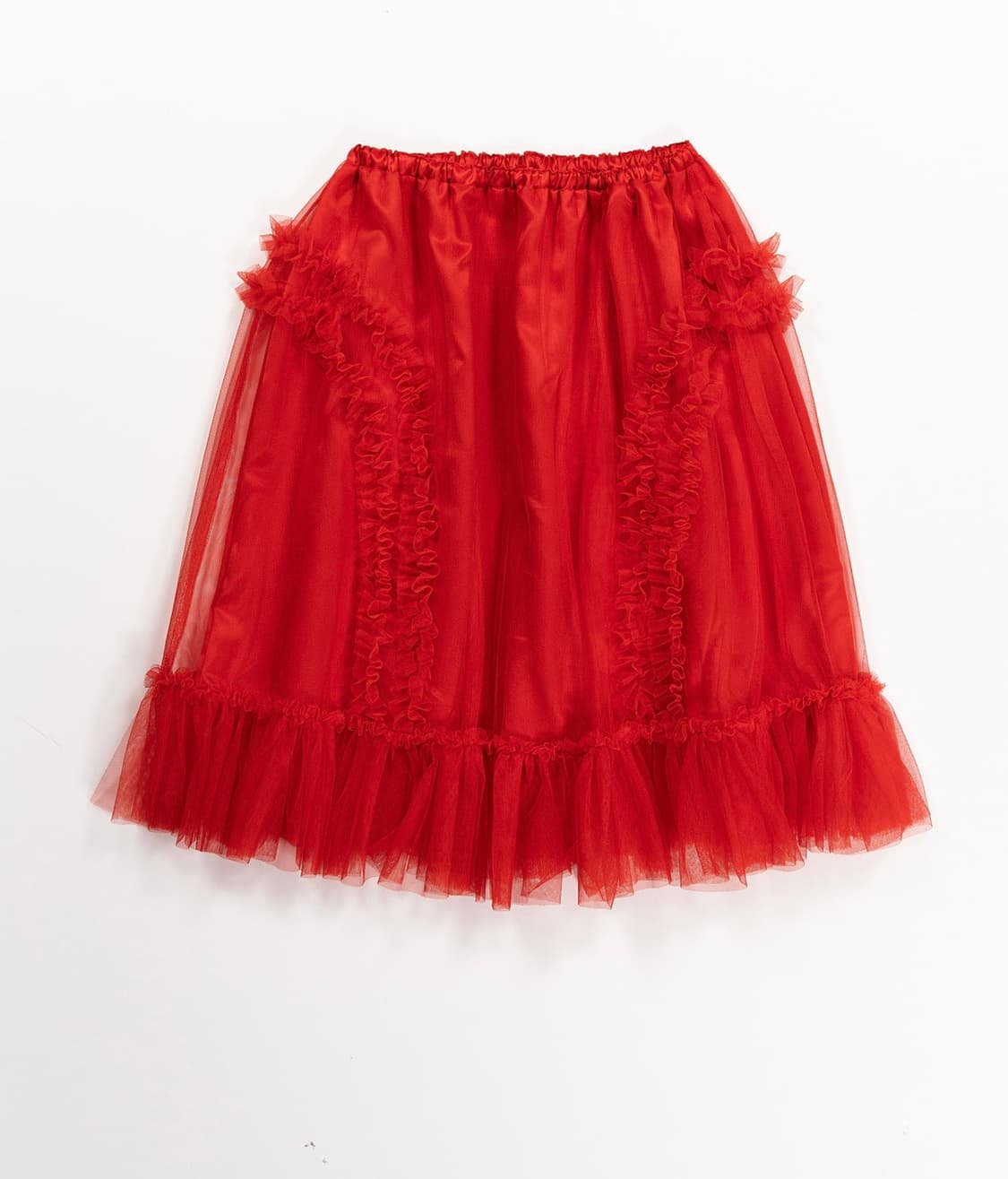생긴스튜디오 밴딩 러플 샤스커트 레드 상품이미지3