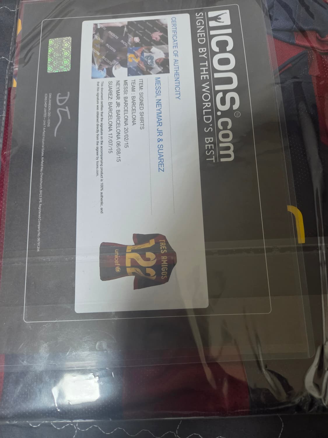 14-15 바르셀로나 MSN 아이콘즈 인증 사인 유니폼 판매 상품이미지3