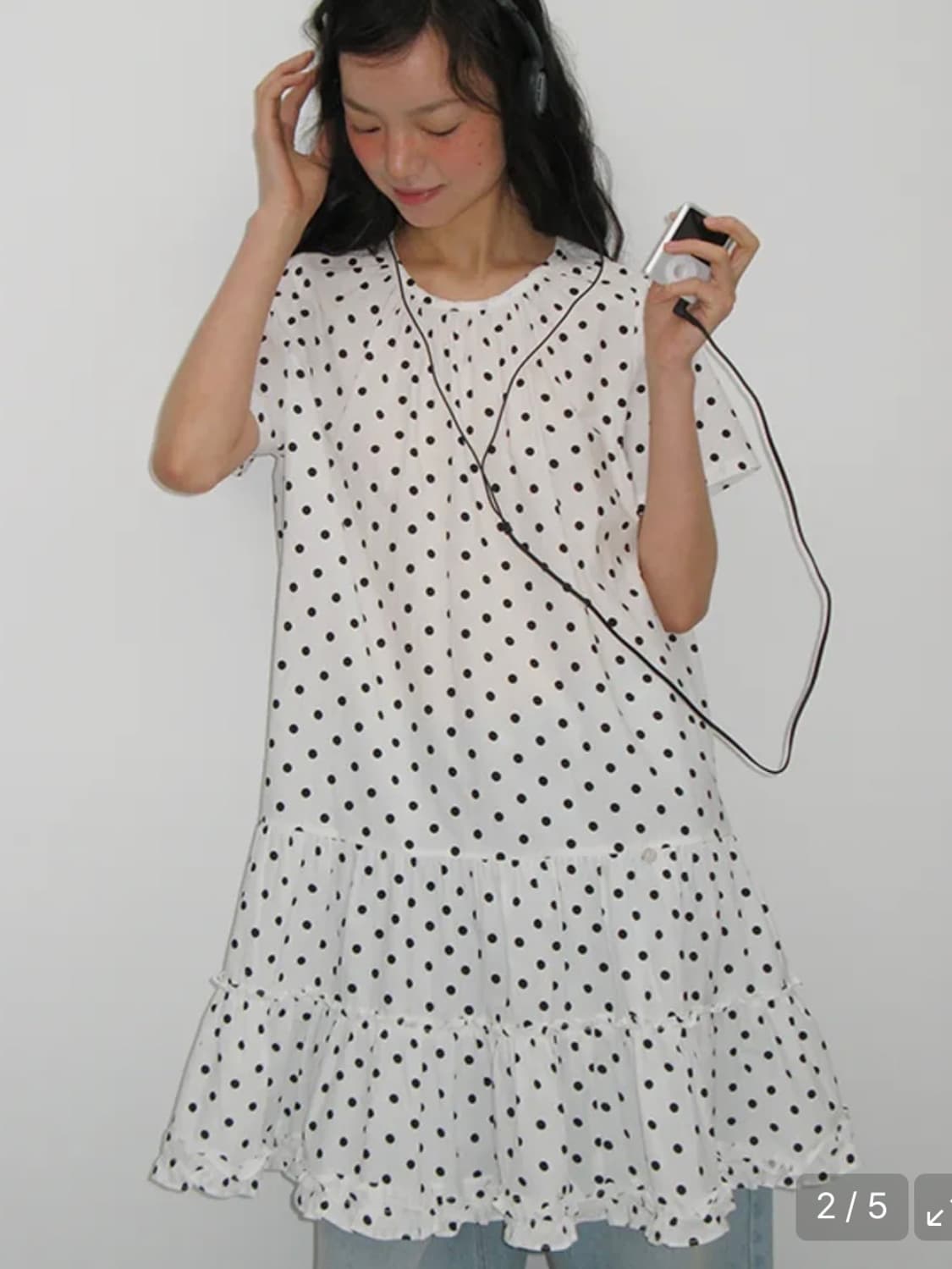 론론 도트 원피스 (화이트) 상품이미지3