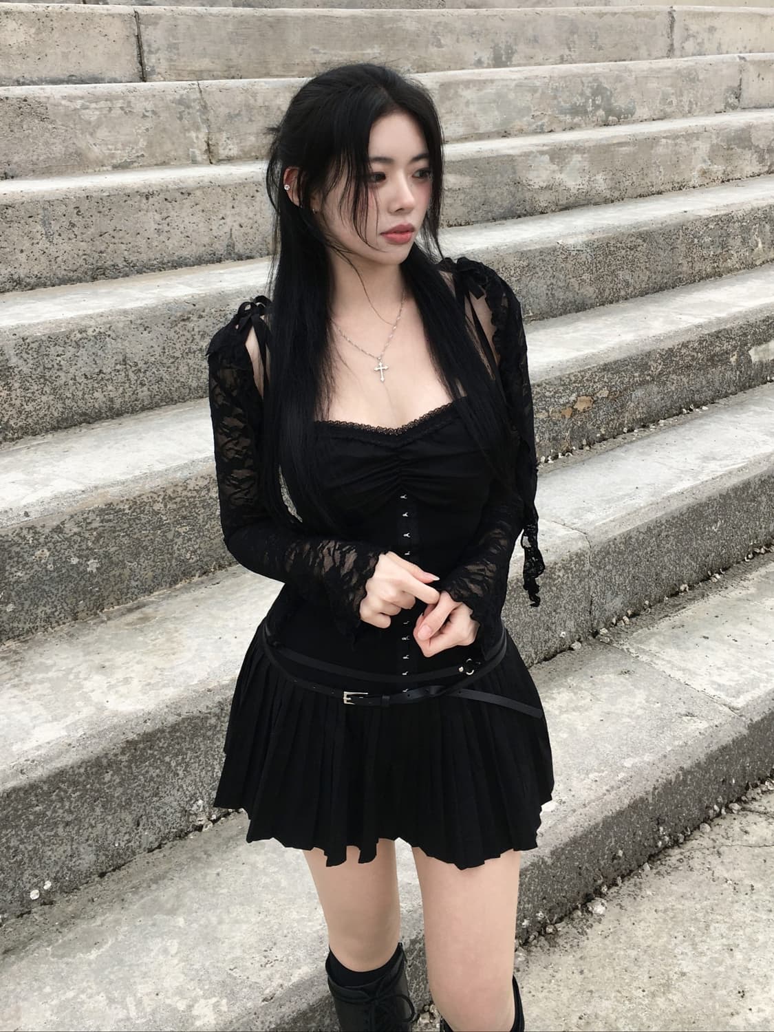 XERIF 세리프 스판 코르셋 플리츠 원피스 상품이미지2