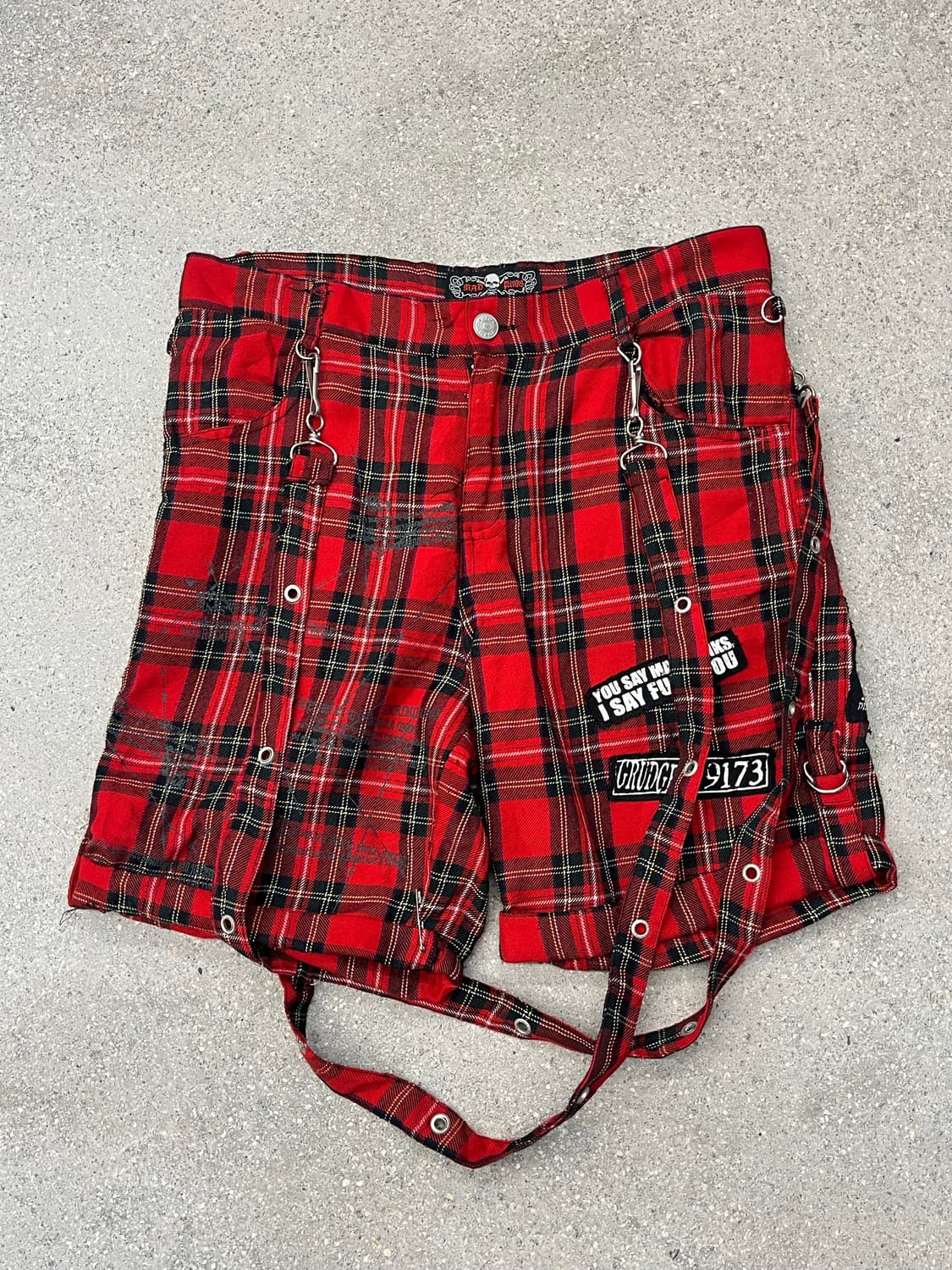 MAD PUNKS 본디지 미디 체크 팬츠 상품이미지1