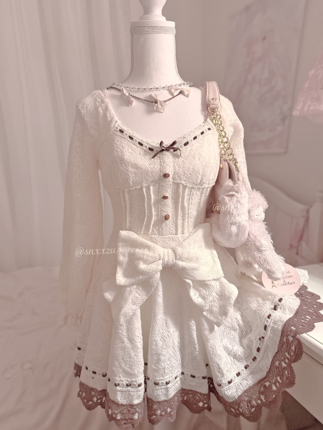 리즈리사 라떼갸루 빅리본 원피스 대장 히메카지 초코크림 빈티지 핀터깔 상품이미지1