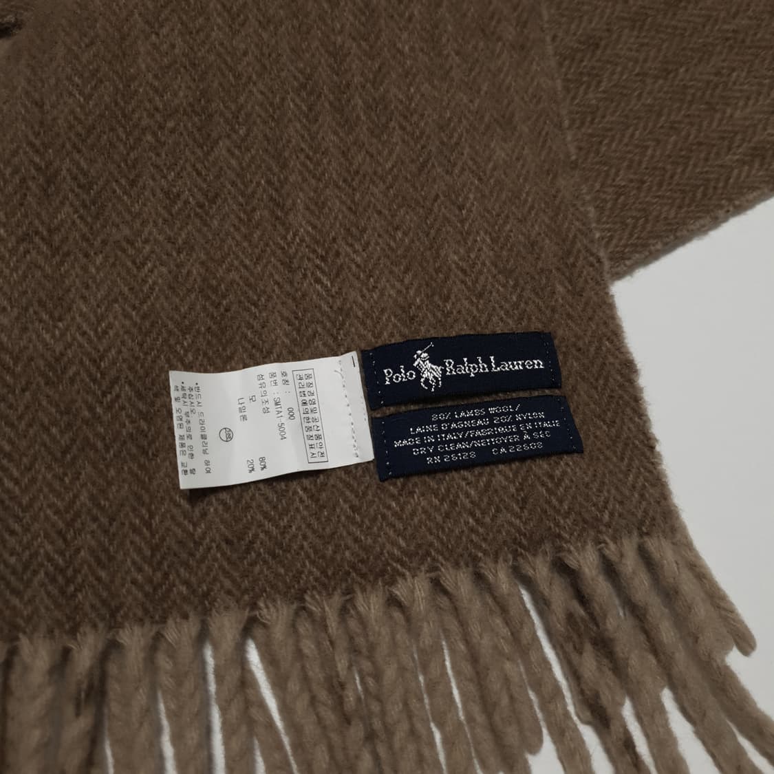 폴로 랄프로렌 포니 체크 리버서블 양면 램스울 머플러 목도리 브라운 상품이미지7