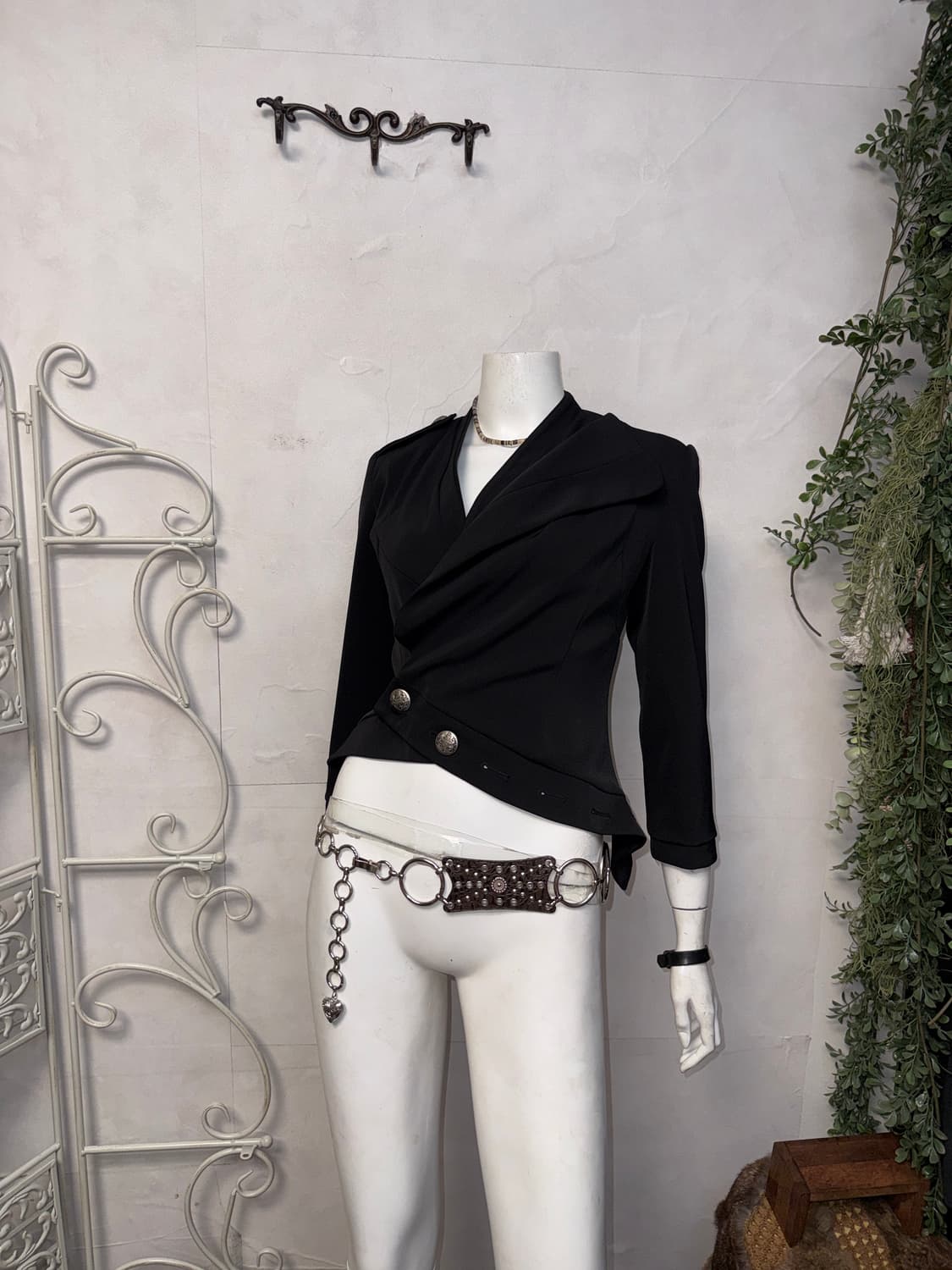 Black unbalance wrap button jacket  상품이미지4