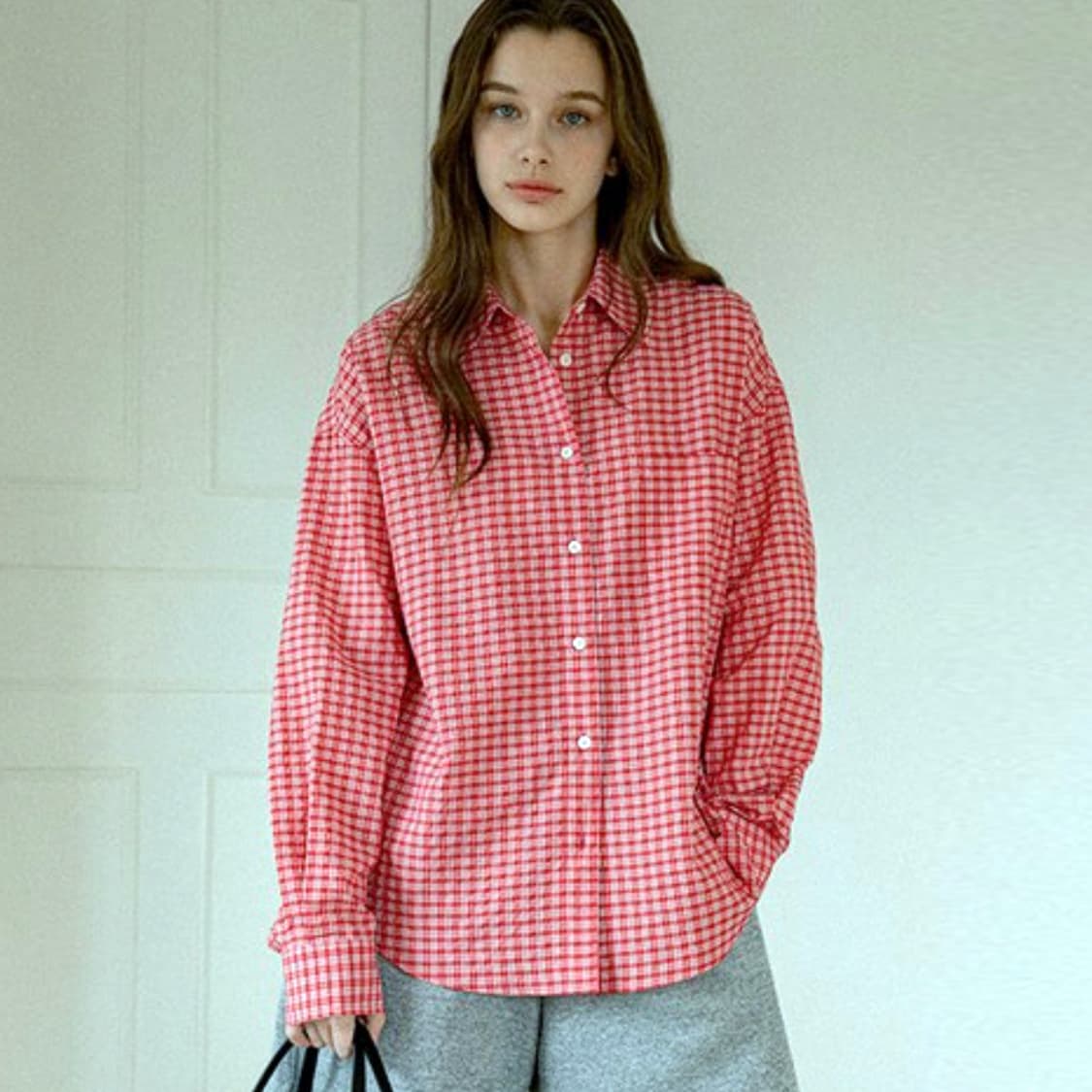 반원아틀리에(VANONE ATELIER) 린넨 체크셔츠 프리사이즈 상품이미지1