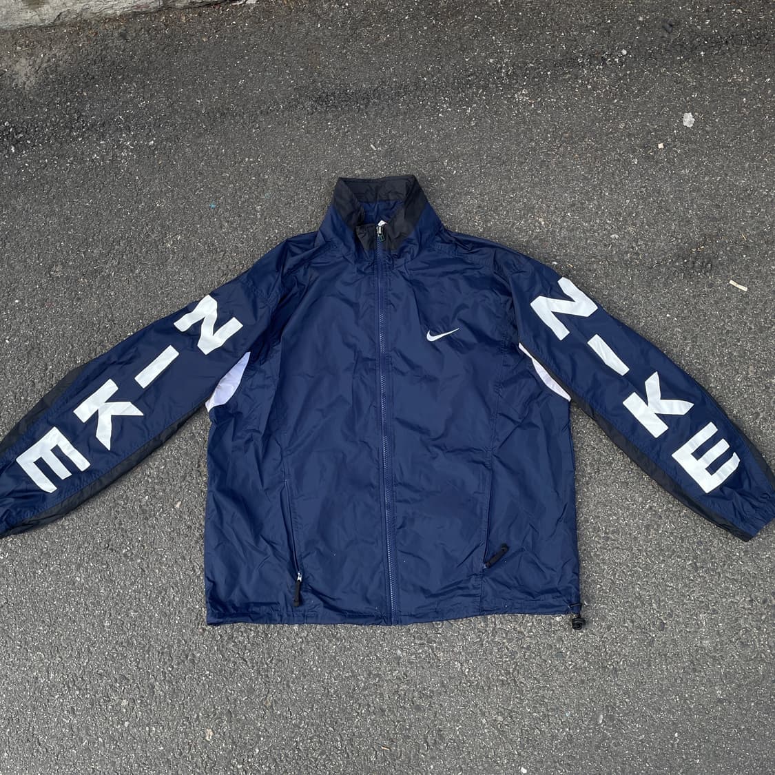 90s 나이키 대대장 스펠아웃 빅로고 트랙자켓 올드스쿨 바람막이 L 상품이미지3