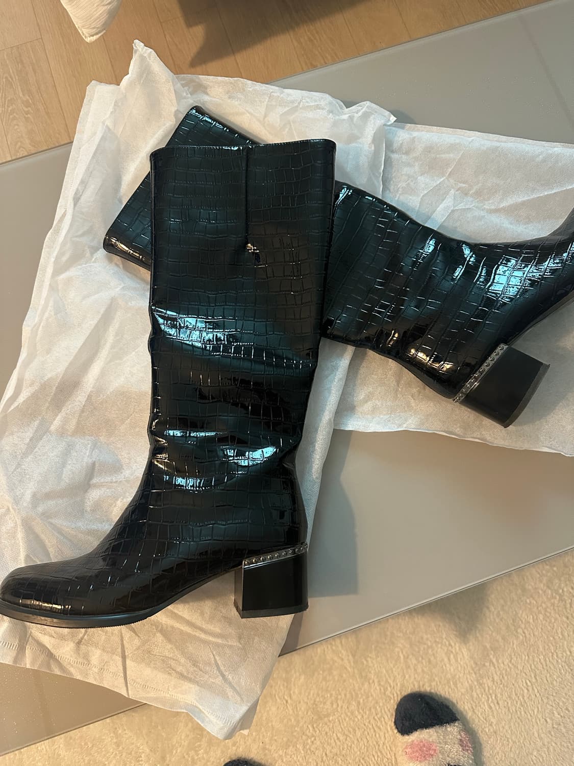 WALISAA 블랙 악어패턴 롱부츠 사이즈 240 상품이미지1