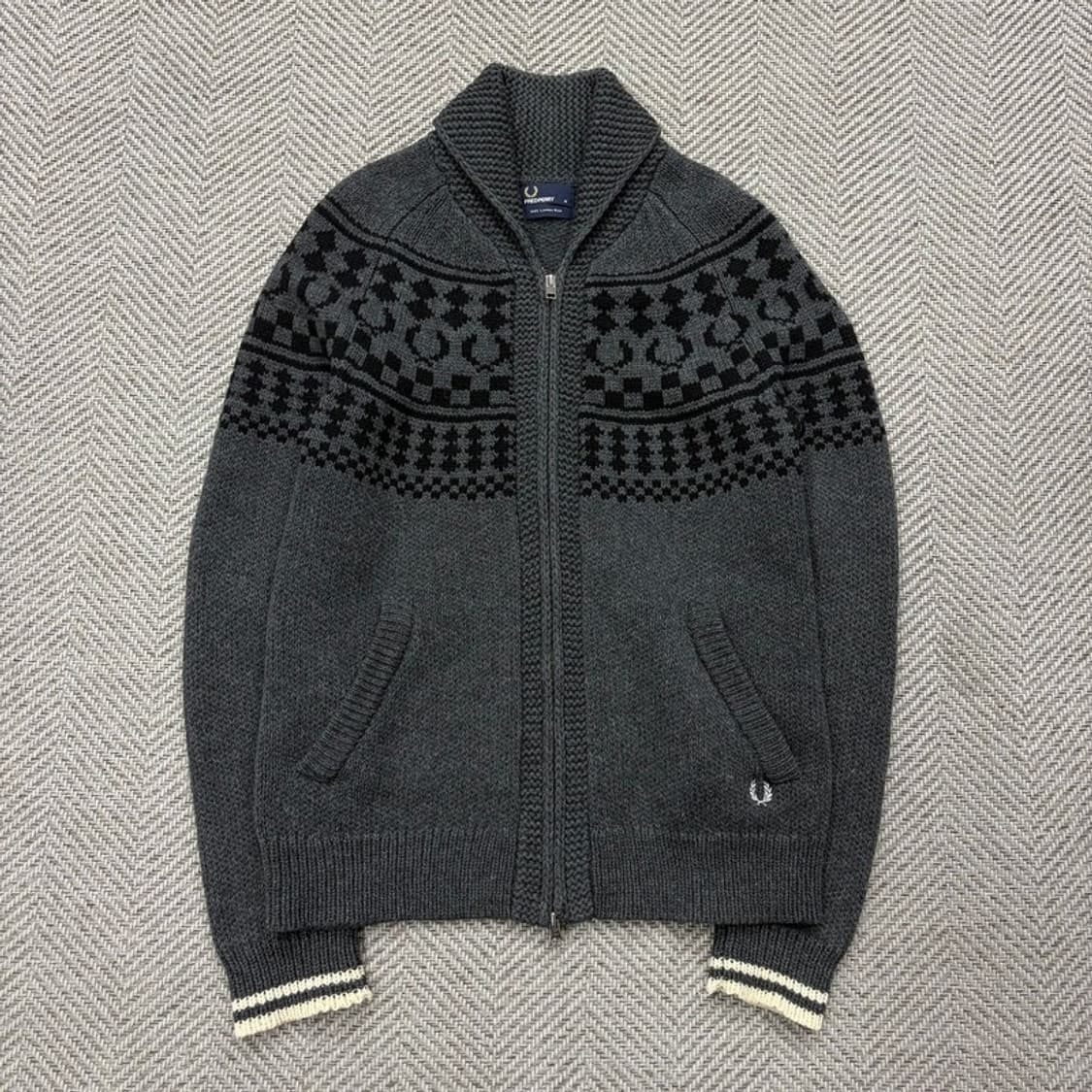 프레드페리 숄카라 니트 집업 v2358 상품이미지1