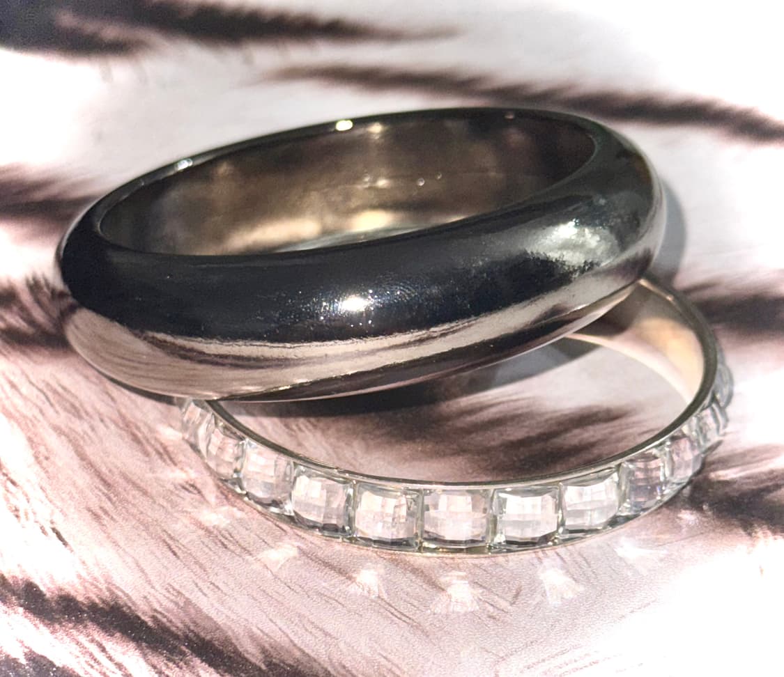 일본 시부야 갸루 펑크 다크 실버 금속 뱅글 팔찌 상품이미지1