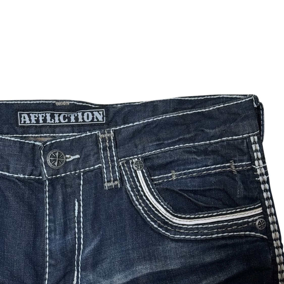 AFFLICTION 1973 핸드크래프트 고딕 버클 자수 스티치 데님팬츠 상품이미지6