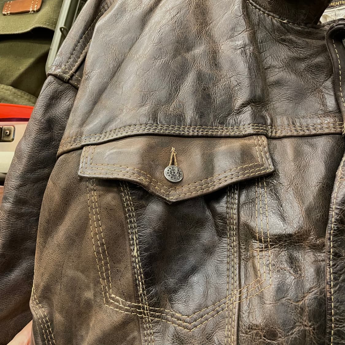 70s 카우하이드 리얼 레더 type 3 모델 트러커 소가죽 자켓 상품이미지3