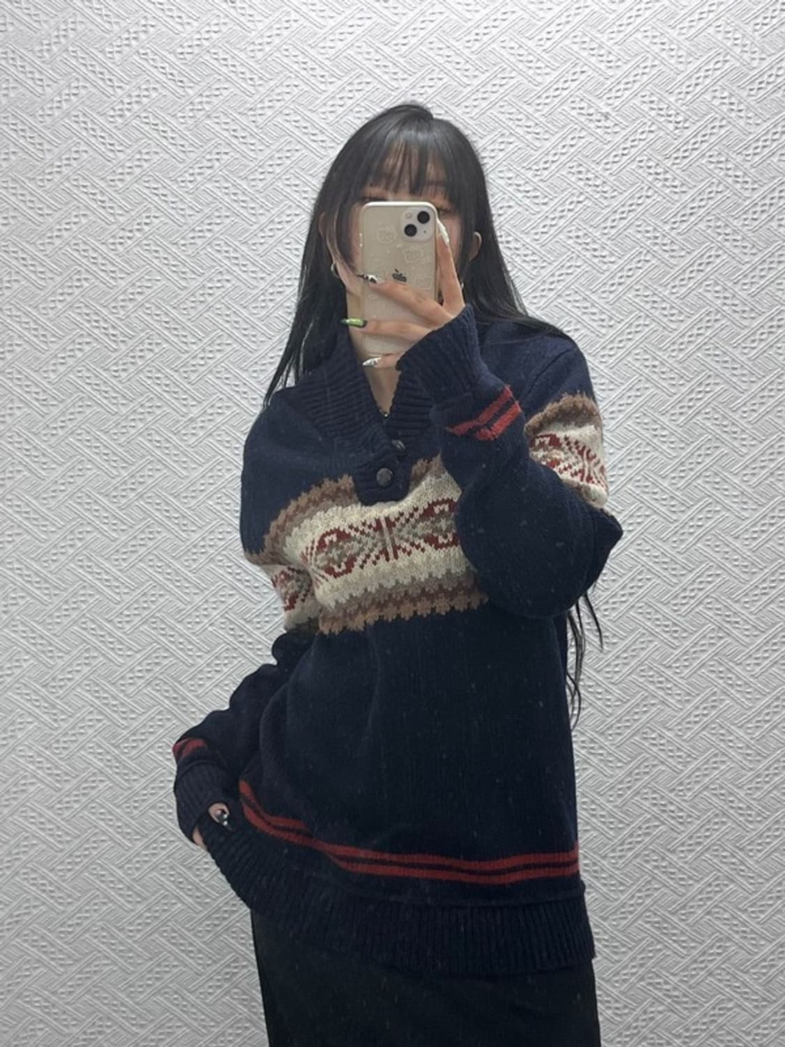 리바이스 노르딕 울 코위찬 홀리데이 숄카라 니트 L C08784 상품이미지1