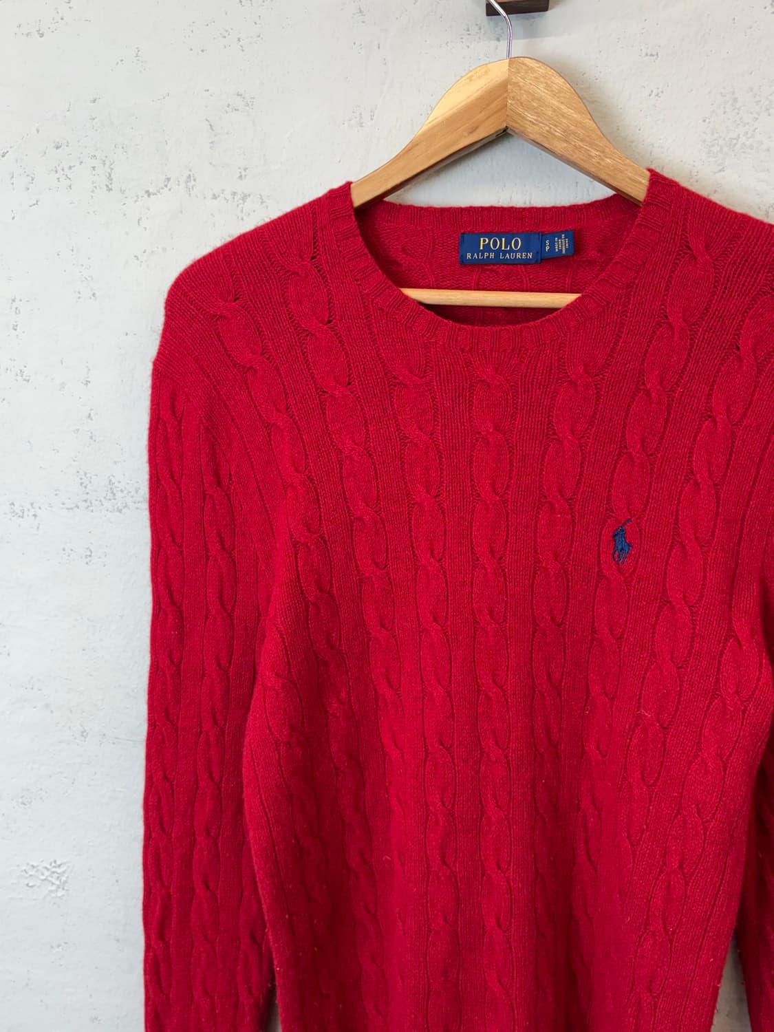 폴로랄프로렌 레드 울 꽈배기 니트 상품이미지5