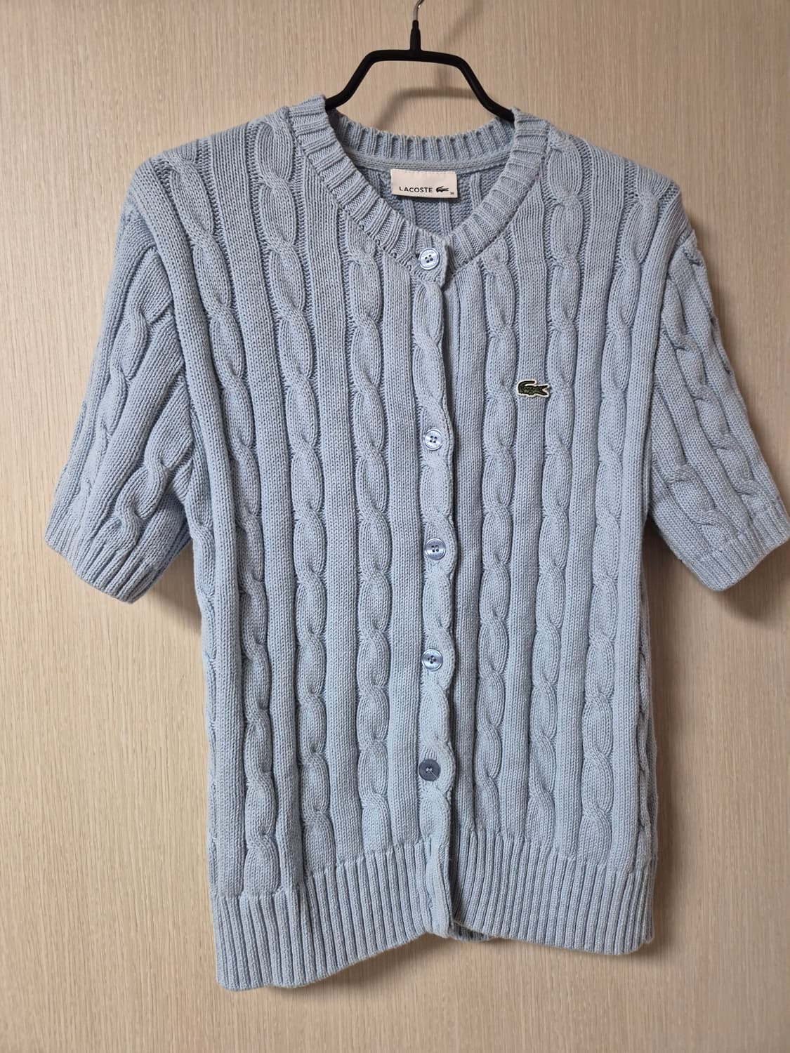 (정품) 라코스테 케이블 니트 반팔 가디건 36 상품이미지3
