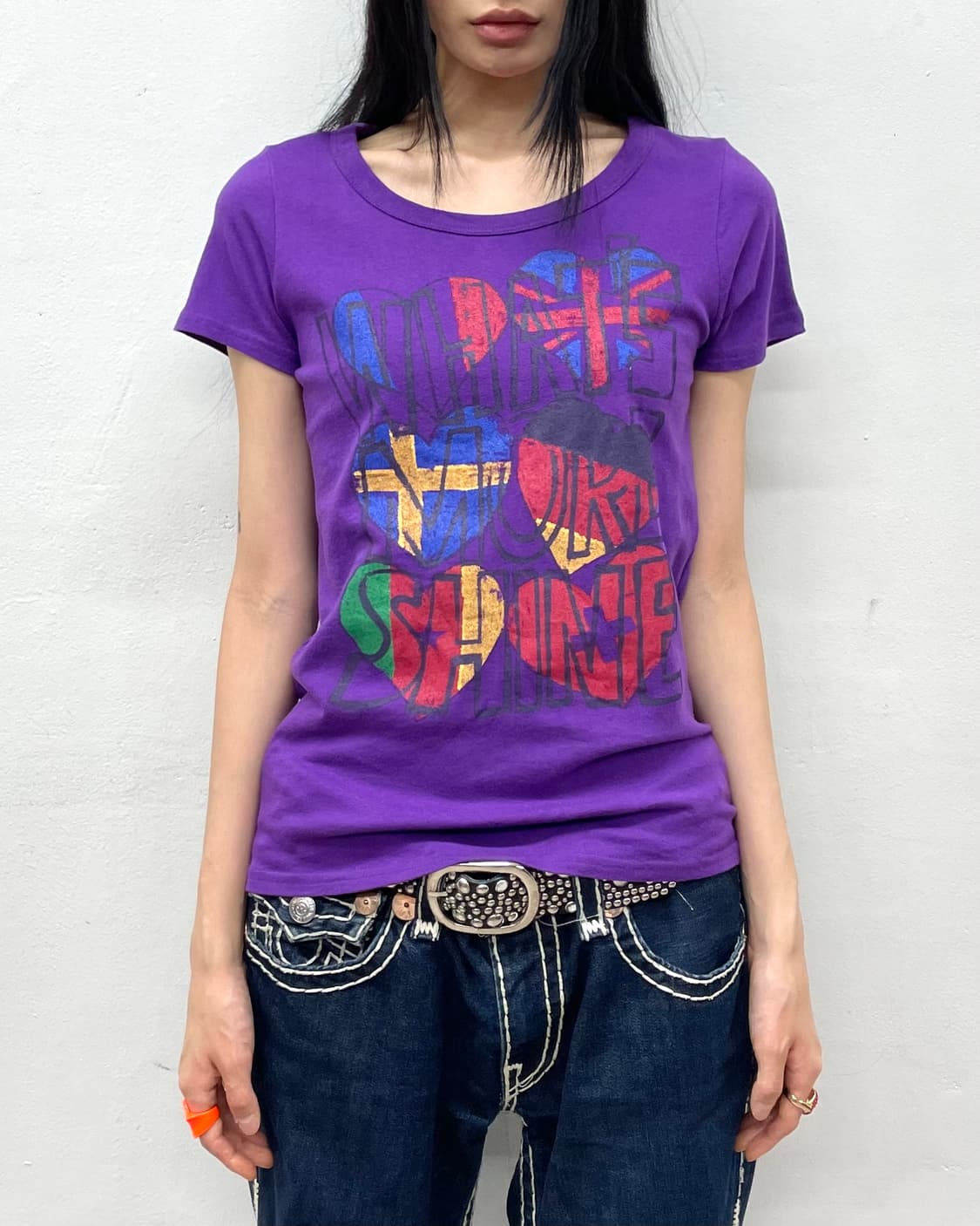 Multi flag heart purple T-shirt  상품이미지2