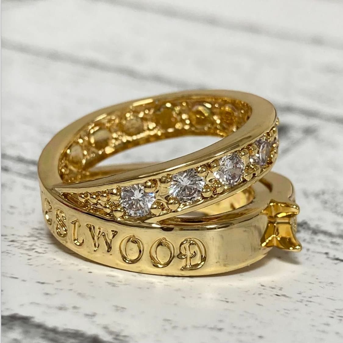 비비안웨스트우드 아카이브 레어링 orb 각인 화이트큐빅 골드링 반지 상품이미지3