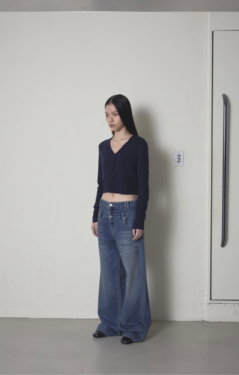 오데스 [ESSENCIAL] 더블 웨이스트 팬츠 블루 새상품 1사이즈  상품이미지3