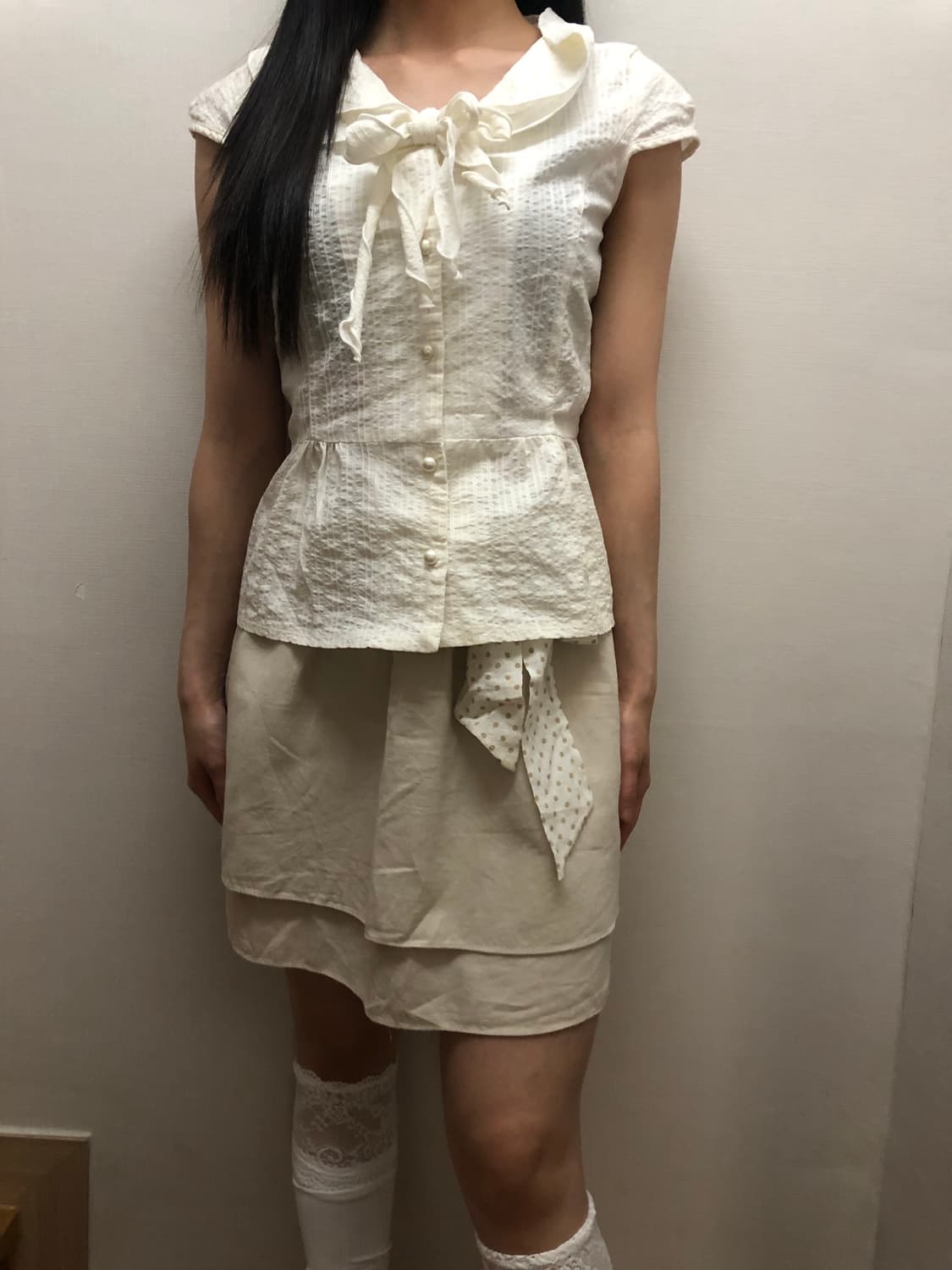 빈티지 베이지 프릴 미니 스커트 상품이미지7