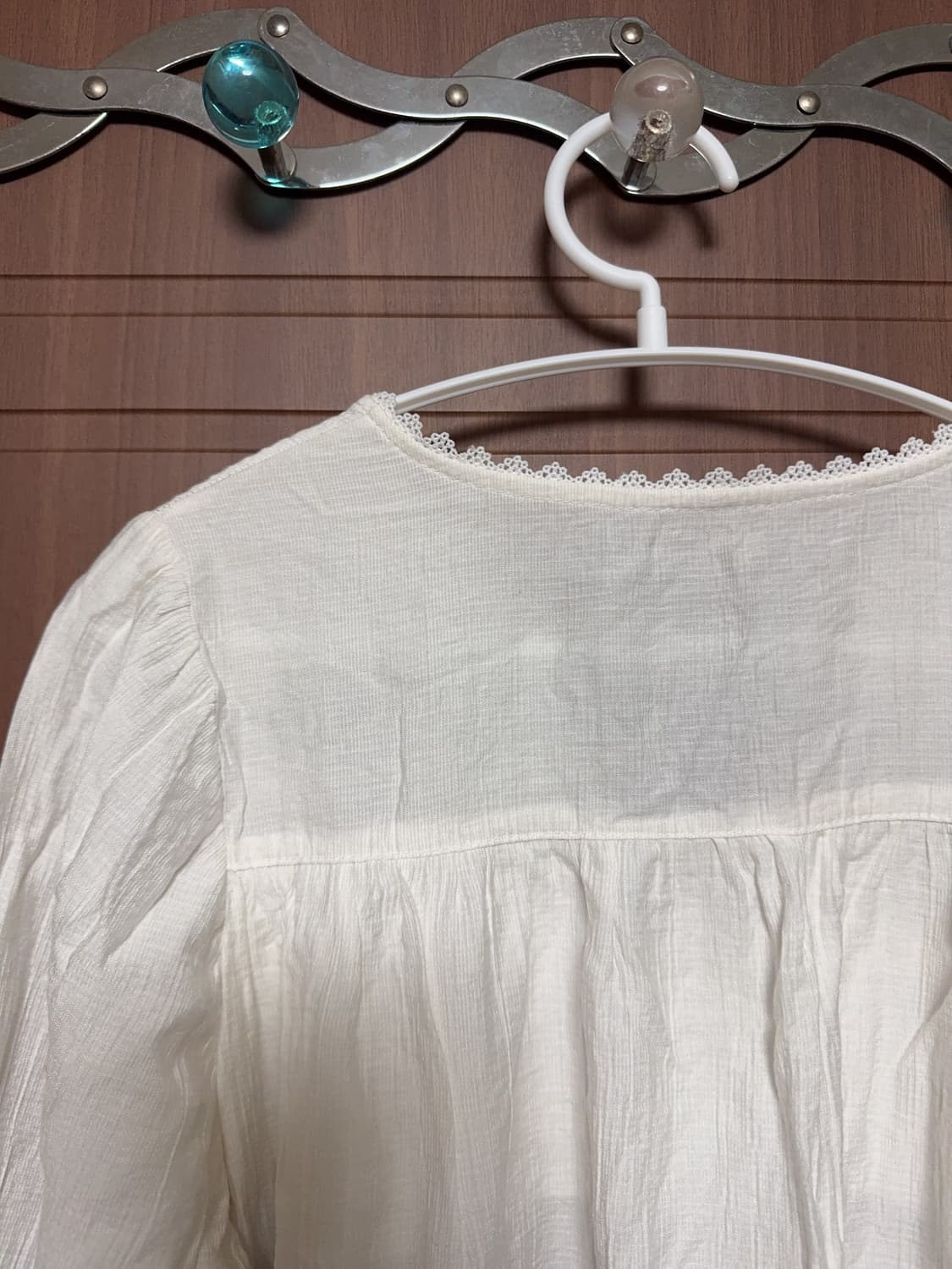 모리걸 하구미 몽골 빈티지 화이트 레이스 크로셰 자수 원피스 상품이미지6