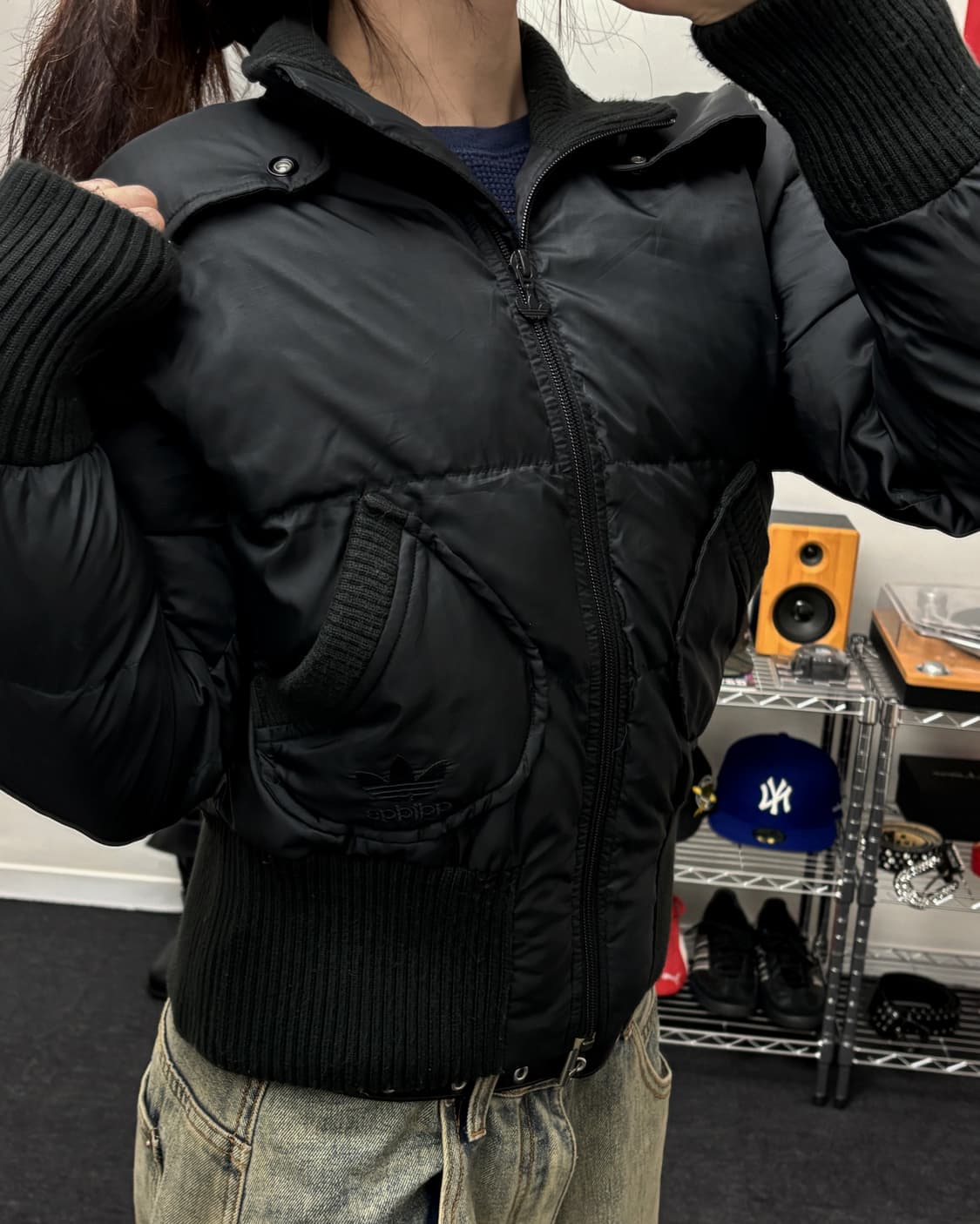 아디다스 00s 크롭 다운 패딩 블랙 상품이미지3
