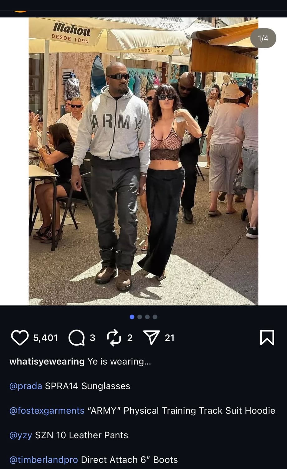 칸예 프라다 심볼 선글라스 PR A14S 상품이미지3